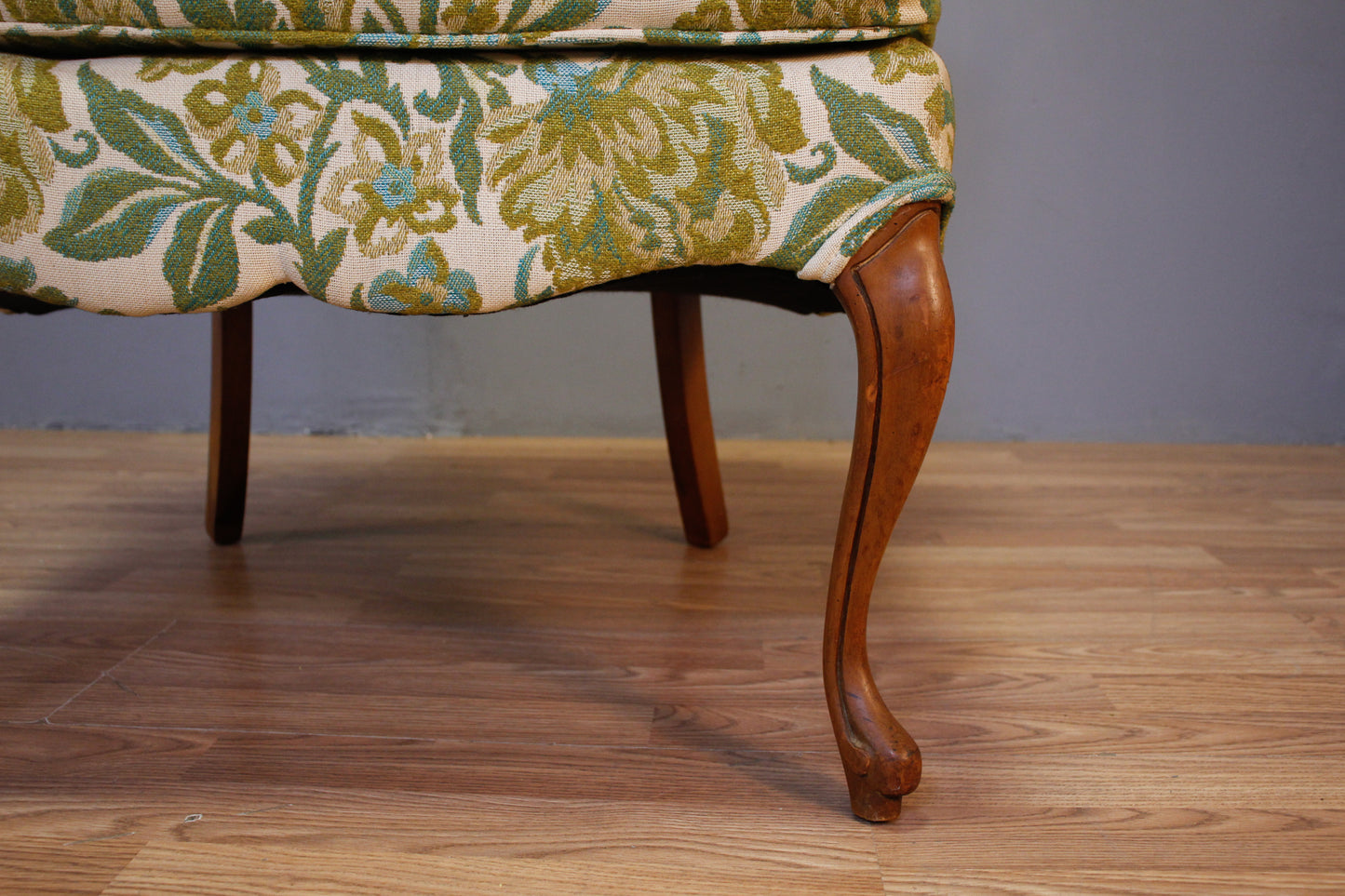 Chartreuse Floral Tufted Accent Chair