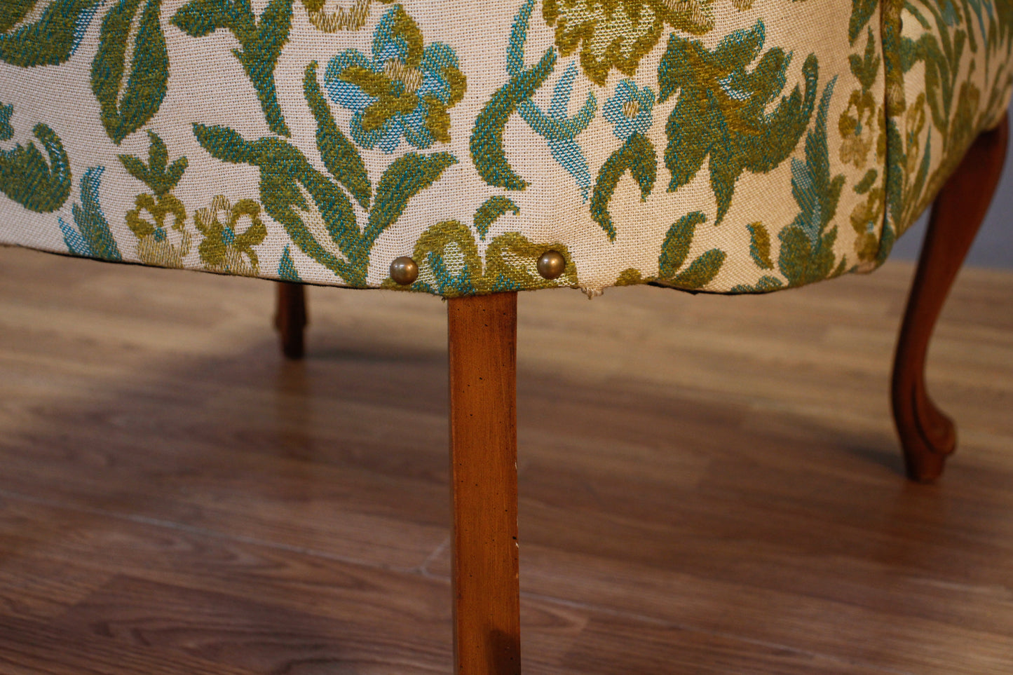 Chartreuse Floral Tufted Accent Chair