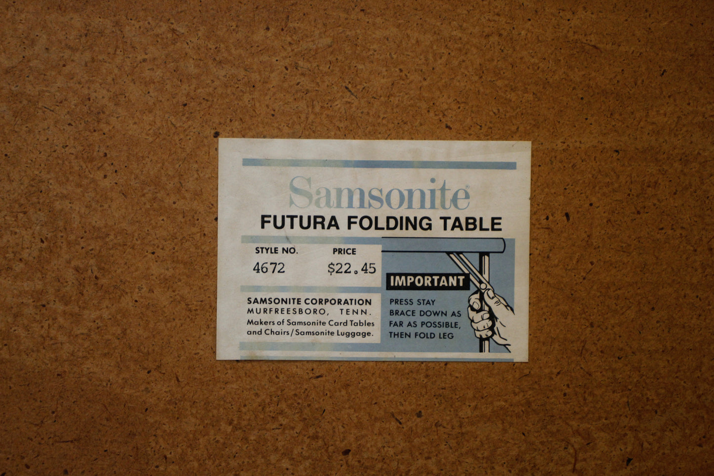 Samsonite Metal & Sage Vinyl Folding Table