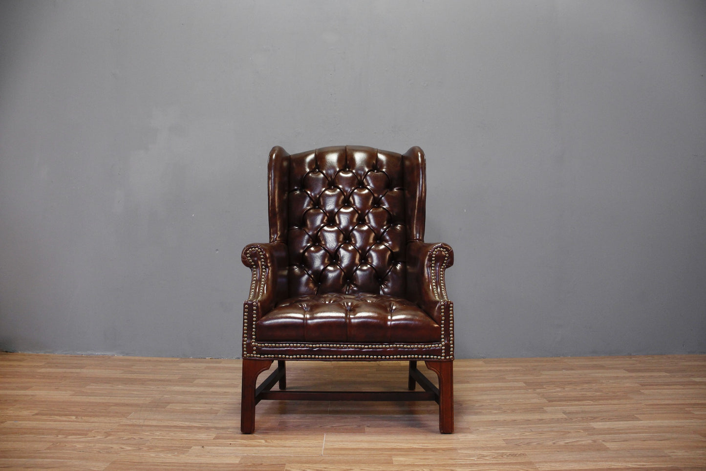 Brown Tufted Wingback Chair