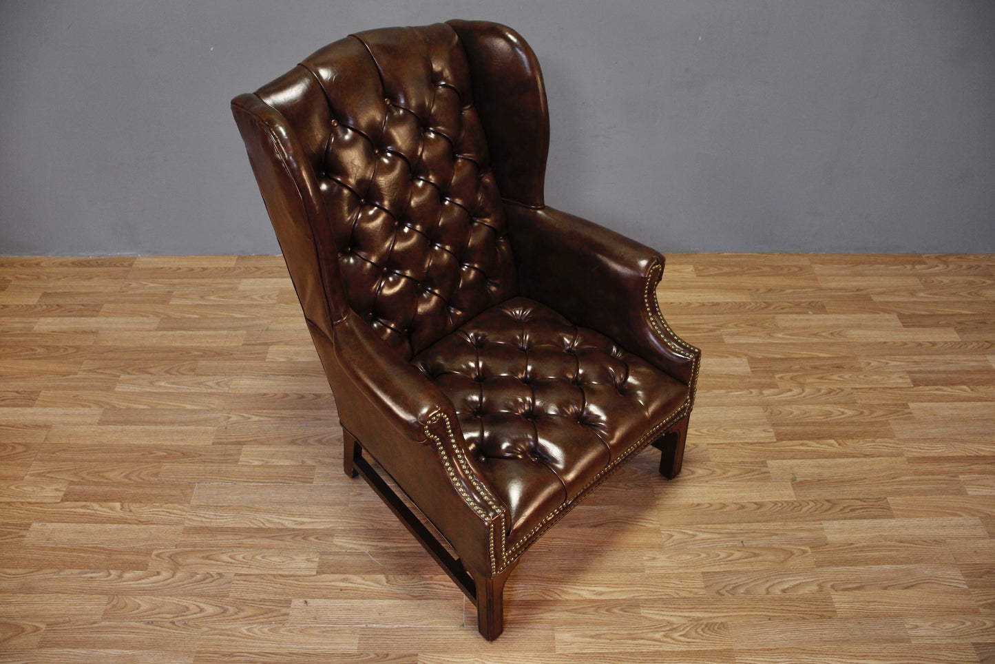 Brown Tufted Wingback Chair