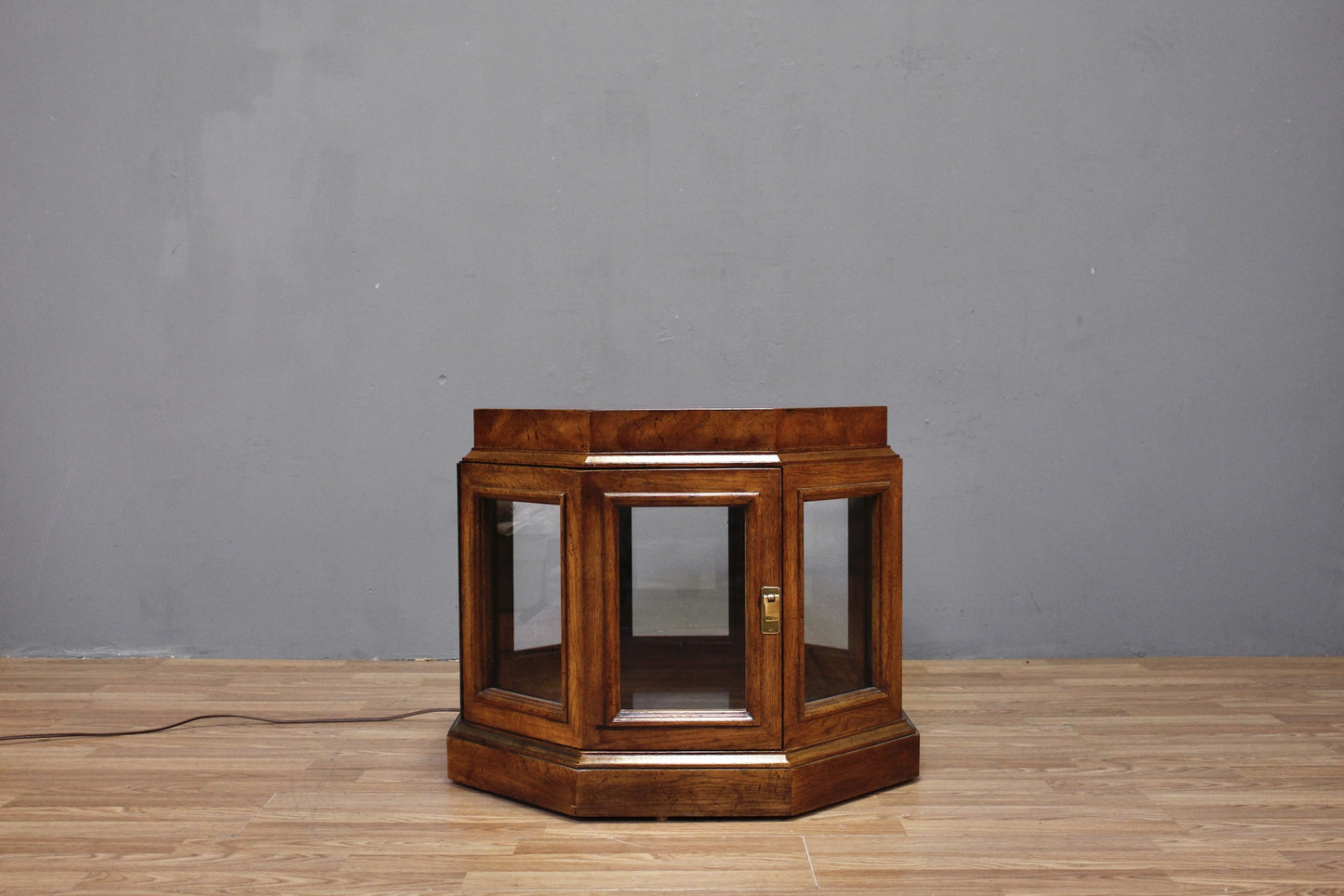 Octagonal Burl & Glass Illuminated End Table
