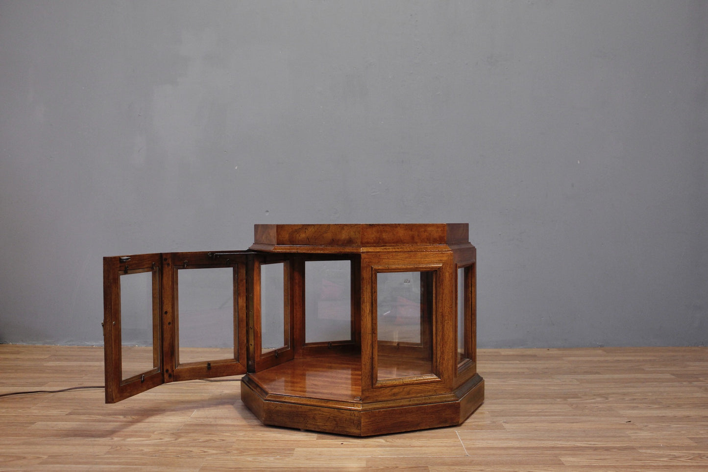 Octagonal Burl & Glass Illuminated End Table