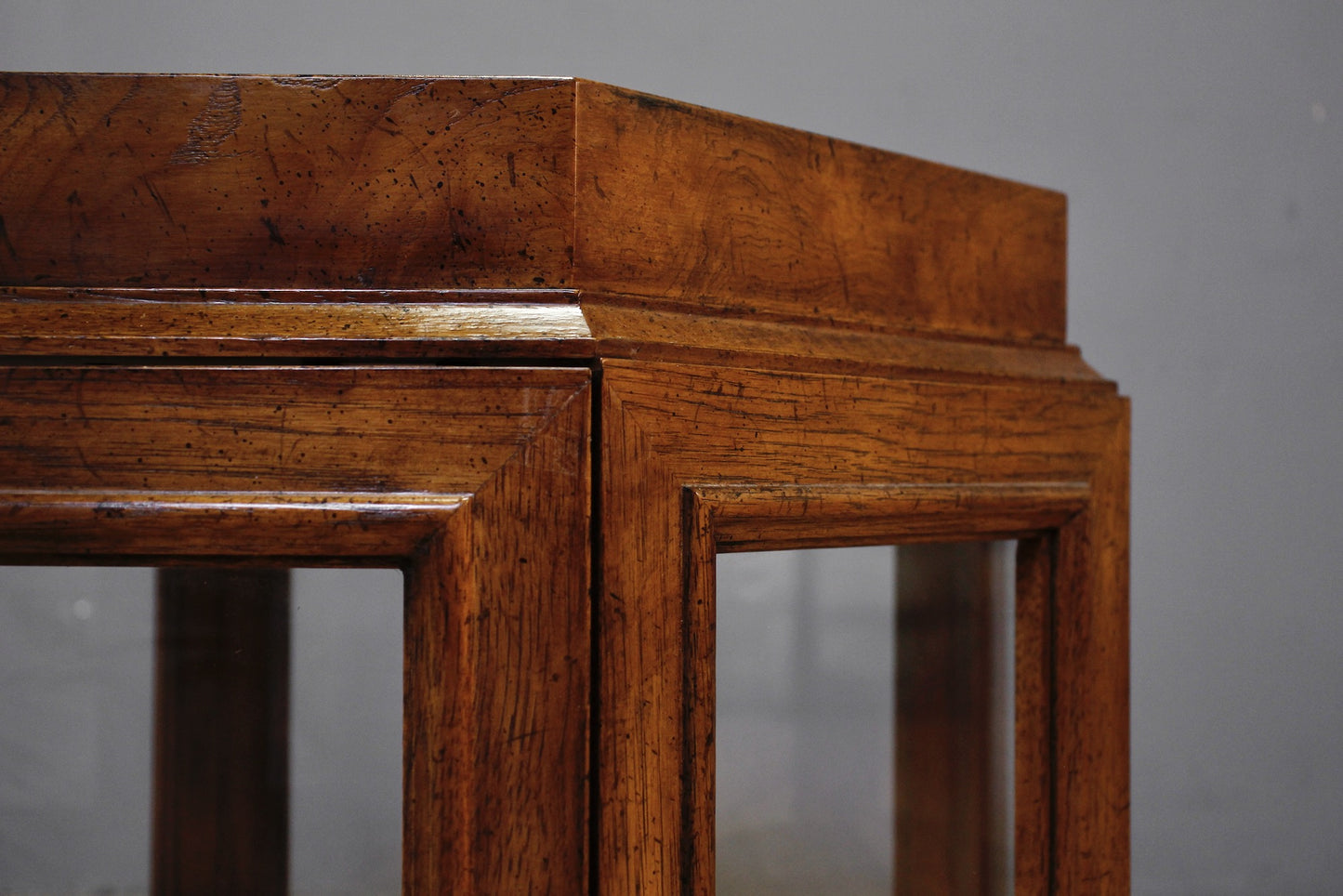 Octagonal Burl & Glass Illuminated End Table