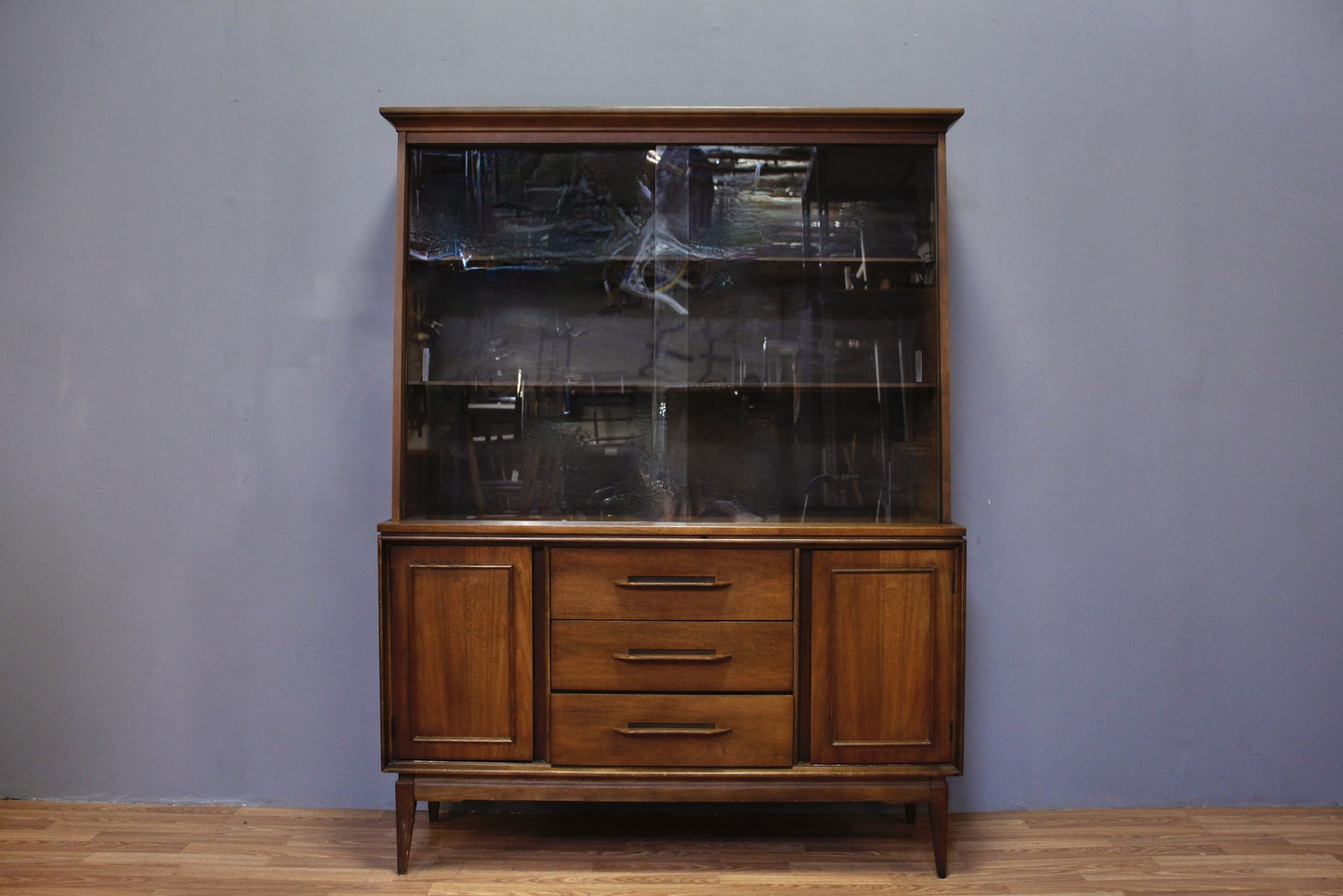 Bassett Walnut & Glass 3-Drawer Wall Unit - ONLINE ONLY