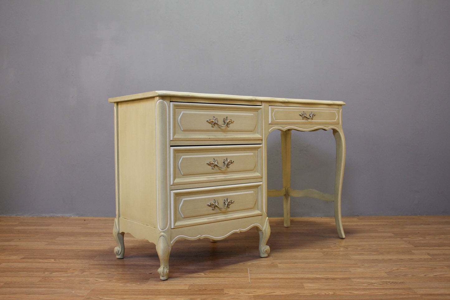 French Provincial Honeydew 4-Drawer Desk - ONLINE ONLY