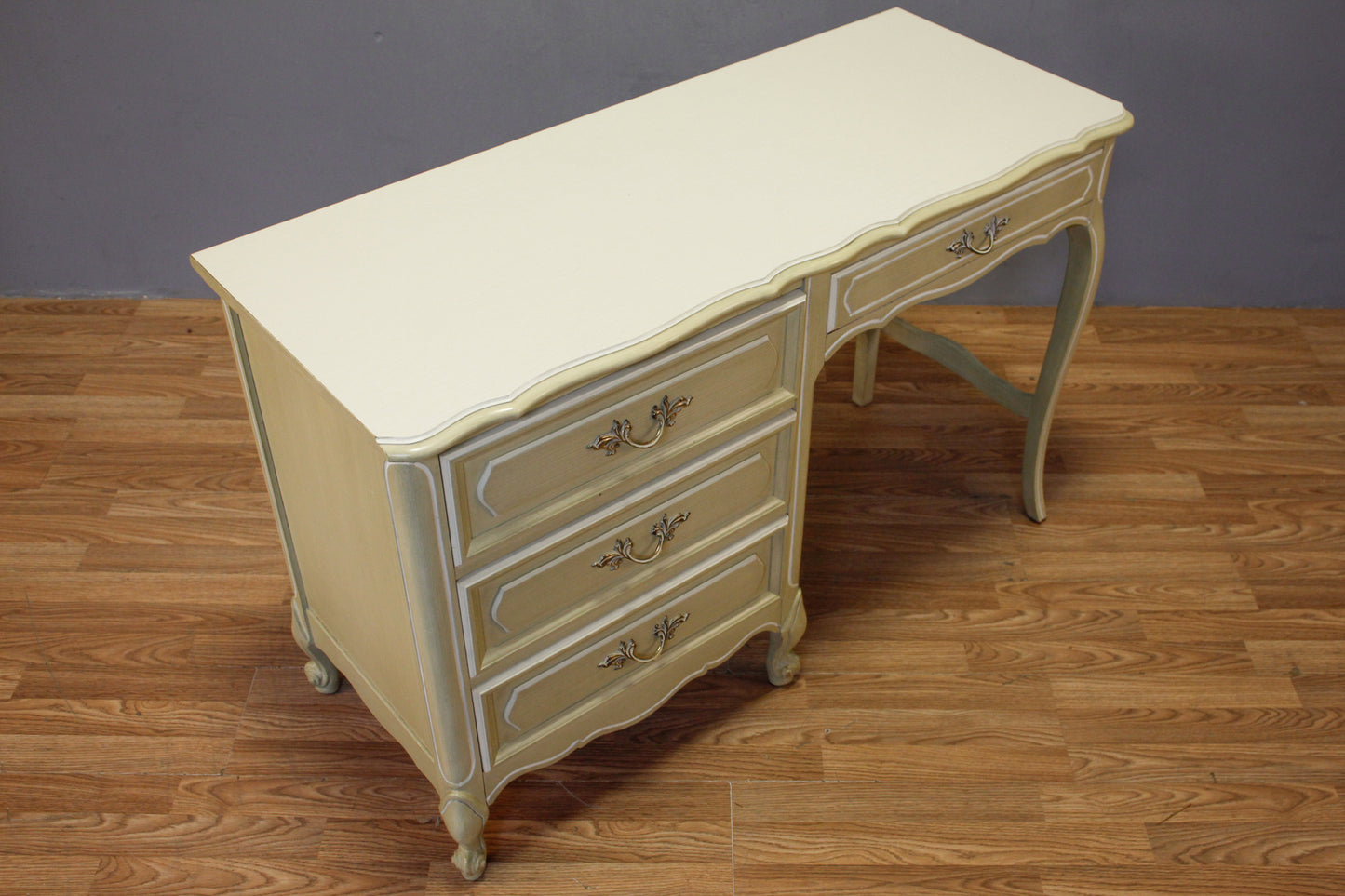 French Provincial Honeydew 4-Drawer Desk - ONLINE ONLY