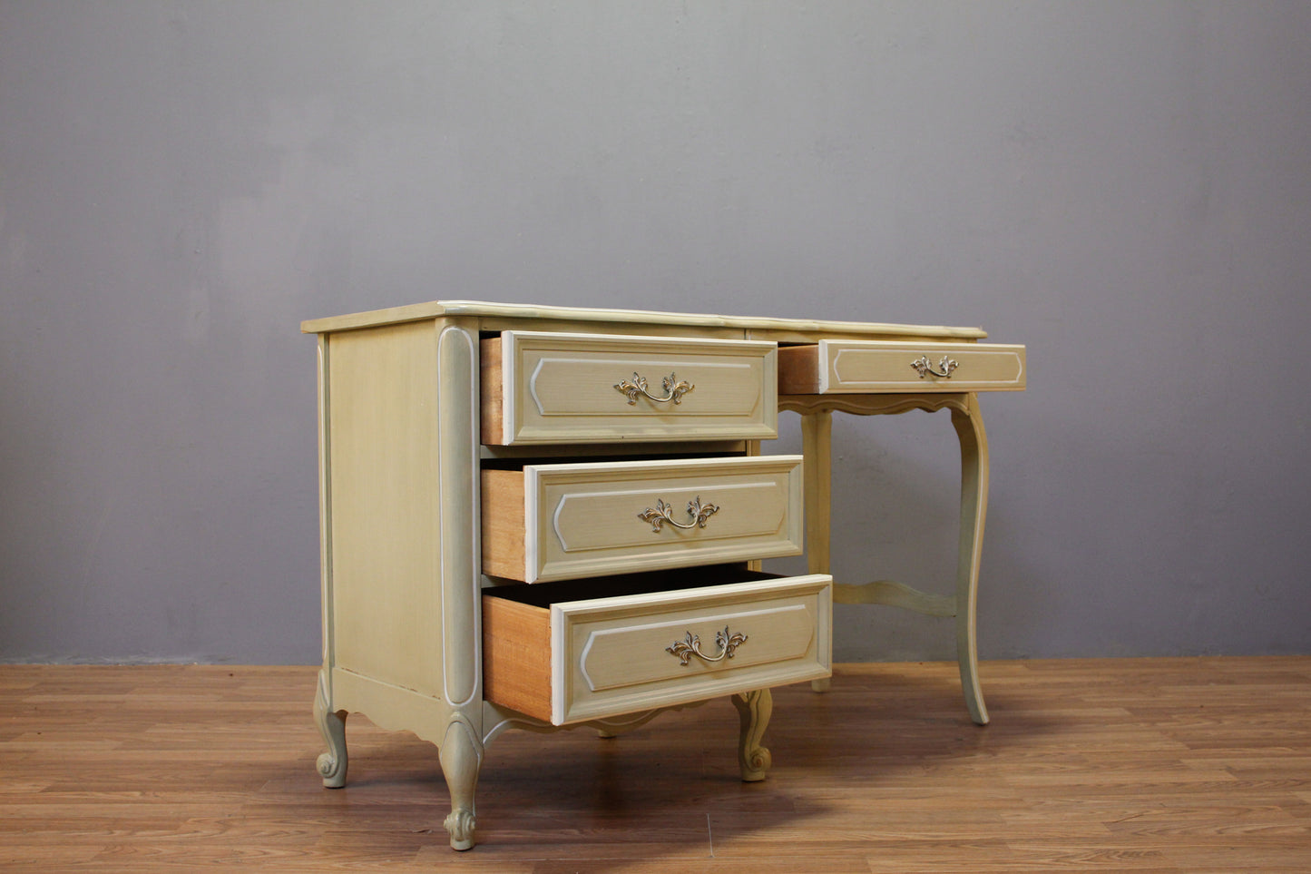 French Provincial Honeydew 4-Drawer Desk - ONLINE ONLY