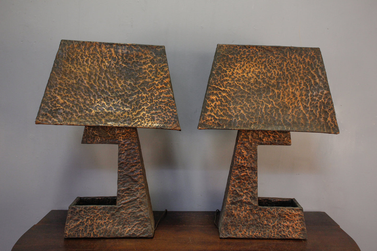 Brutalist Hammered Copper Table Lamp