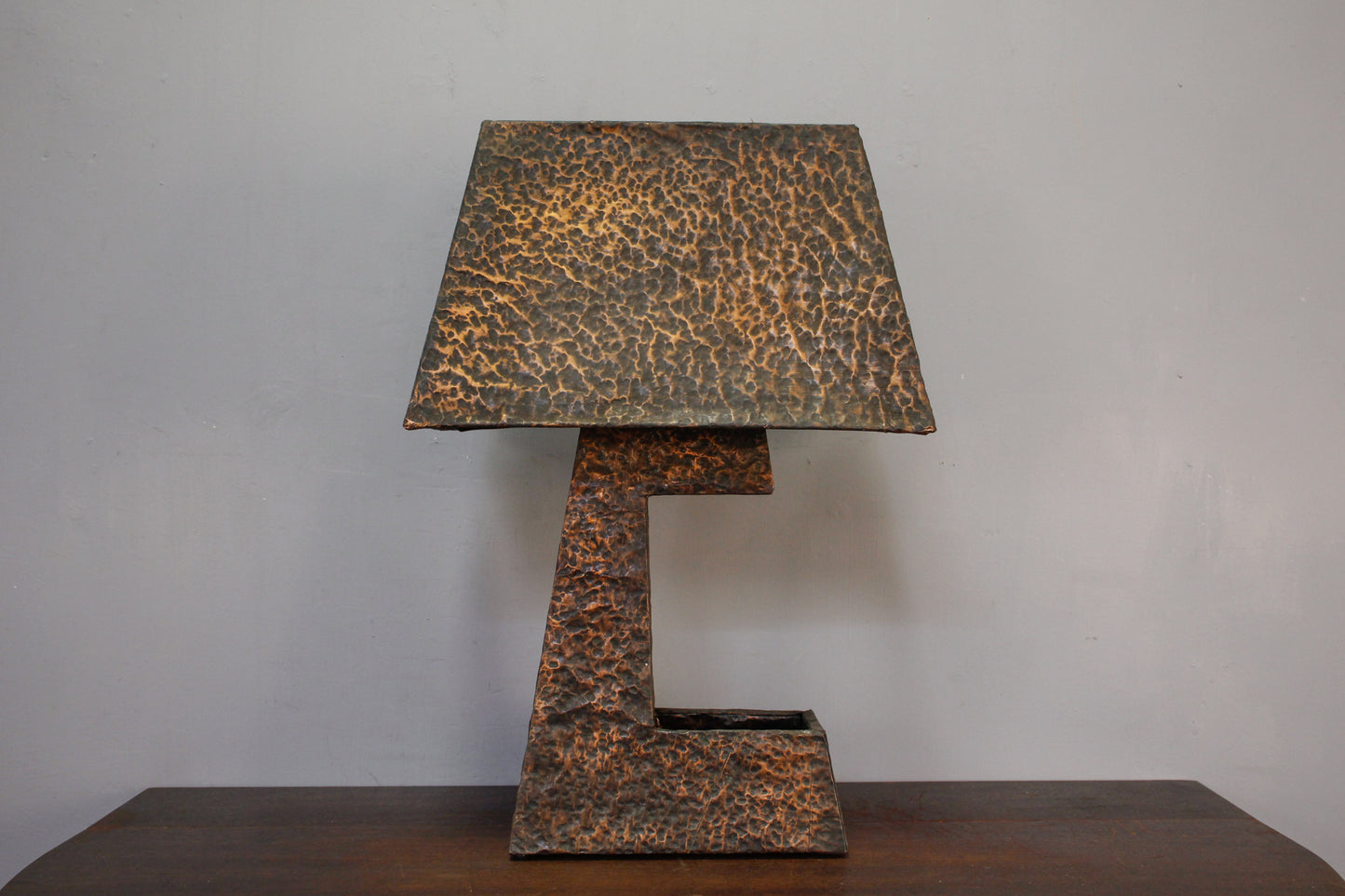 Brutalist Hammered Copper Table Lamp