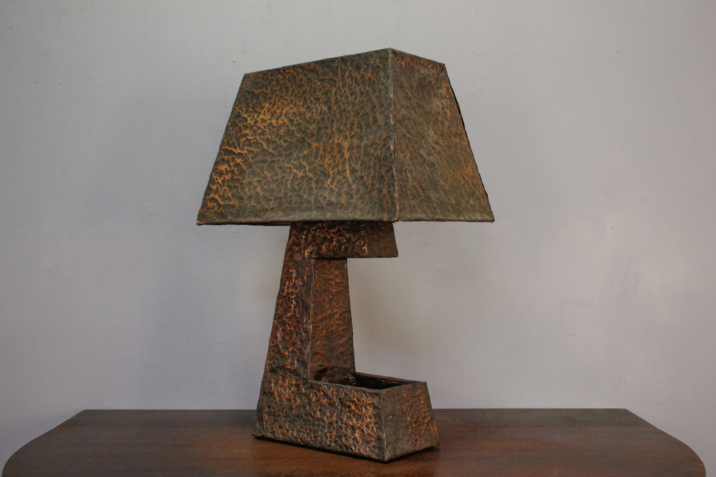 Brutalist Hammered Copper Table Lamp