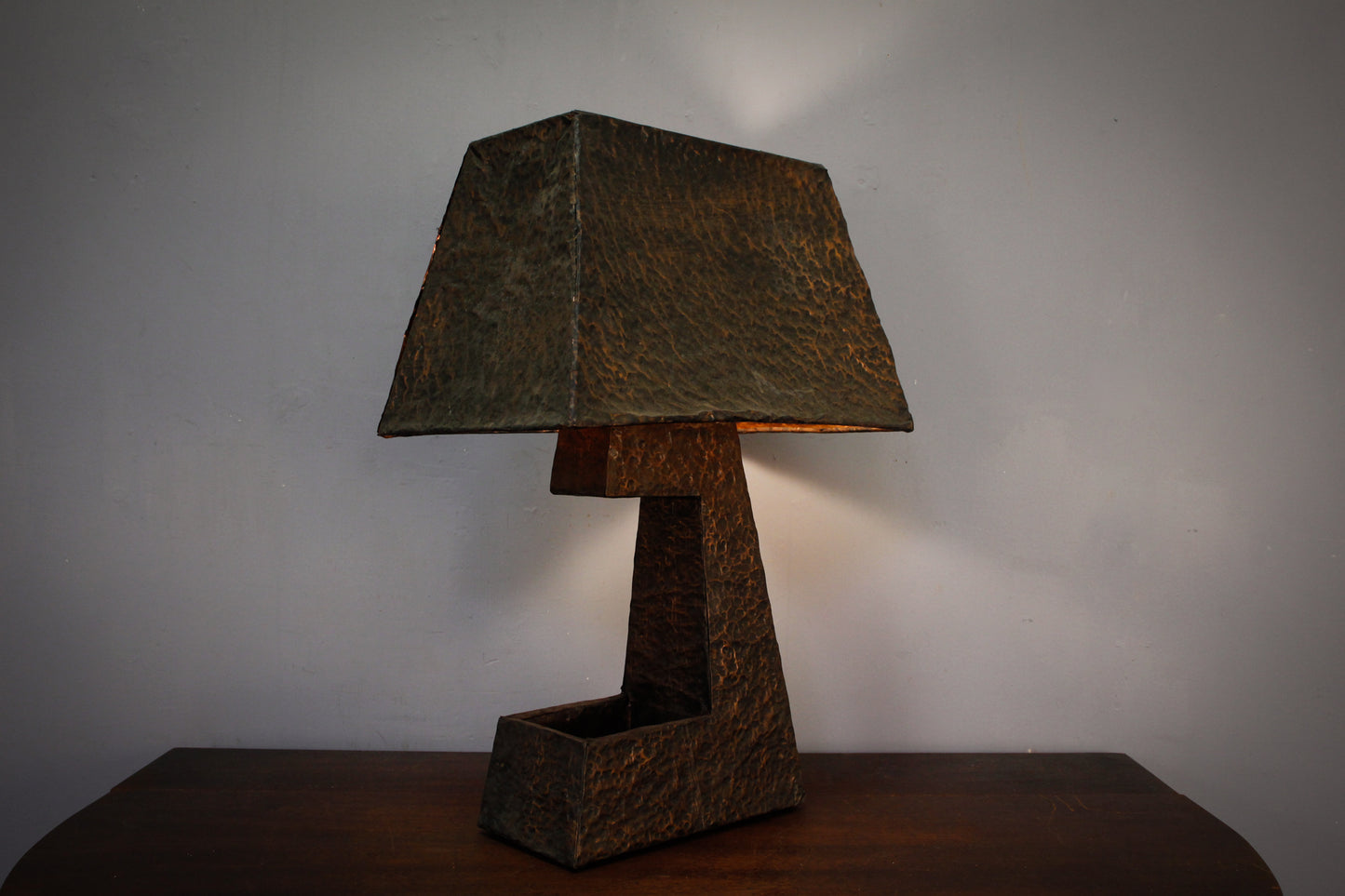 Brutalist Hammered Copper Table Lamp