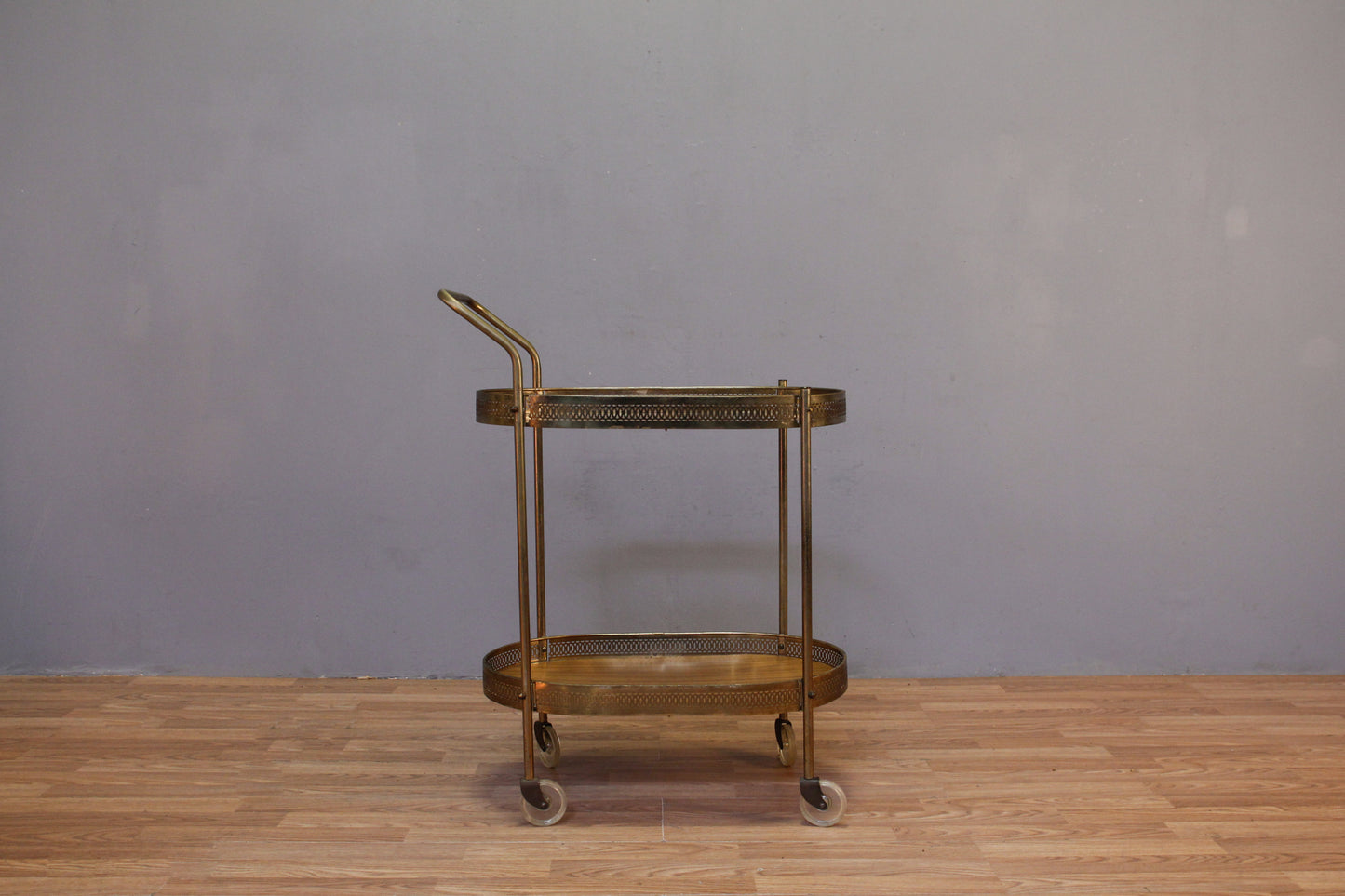 Sunburst Brass & Glass Bar Cart
