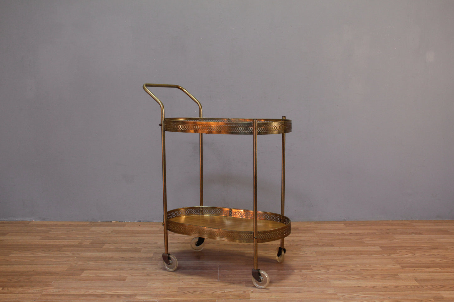 Sunburst Brass & Glass Bar Cart