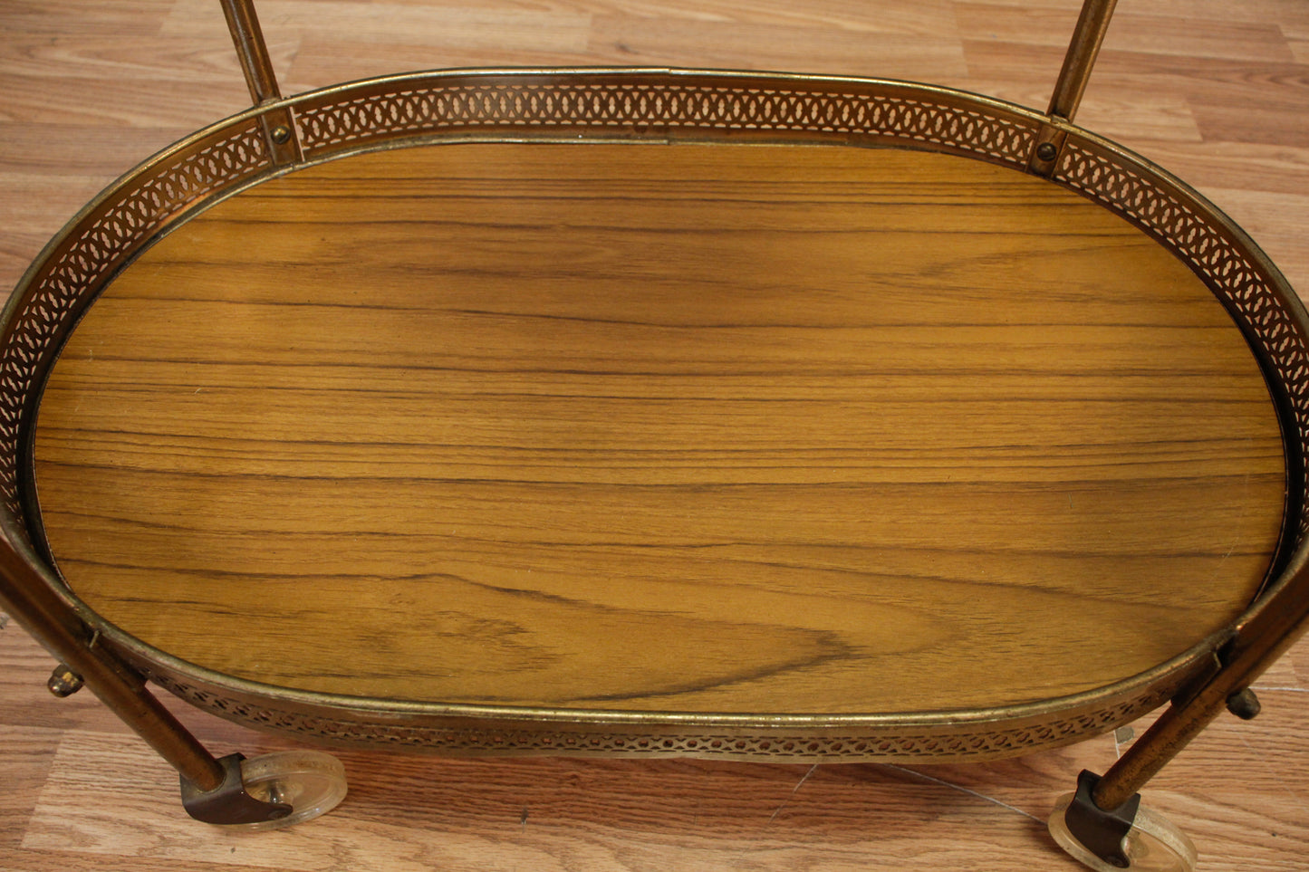 Sunburst Brass & Glass Bar Cart