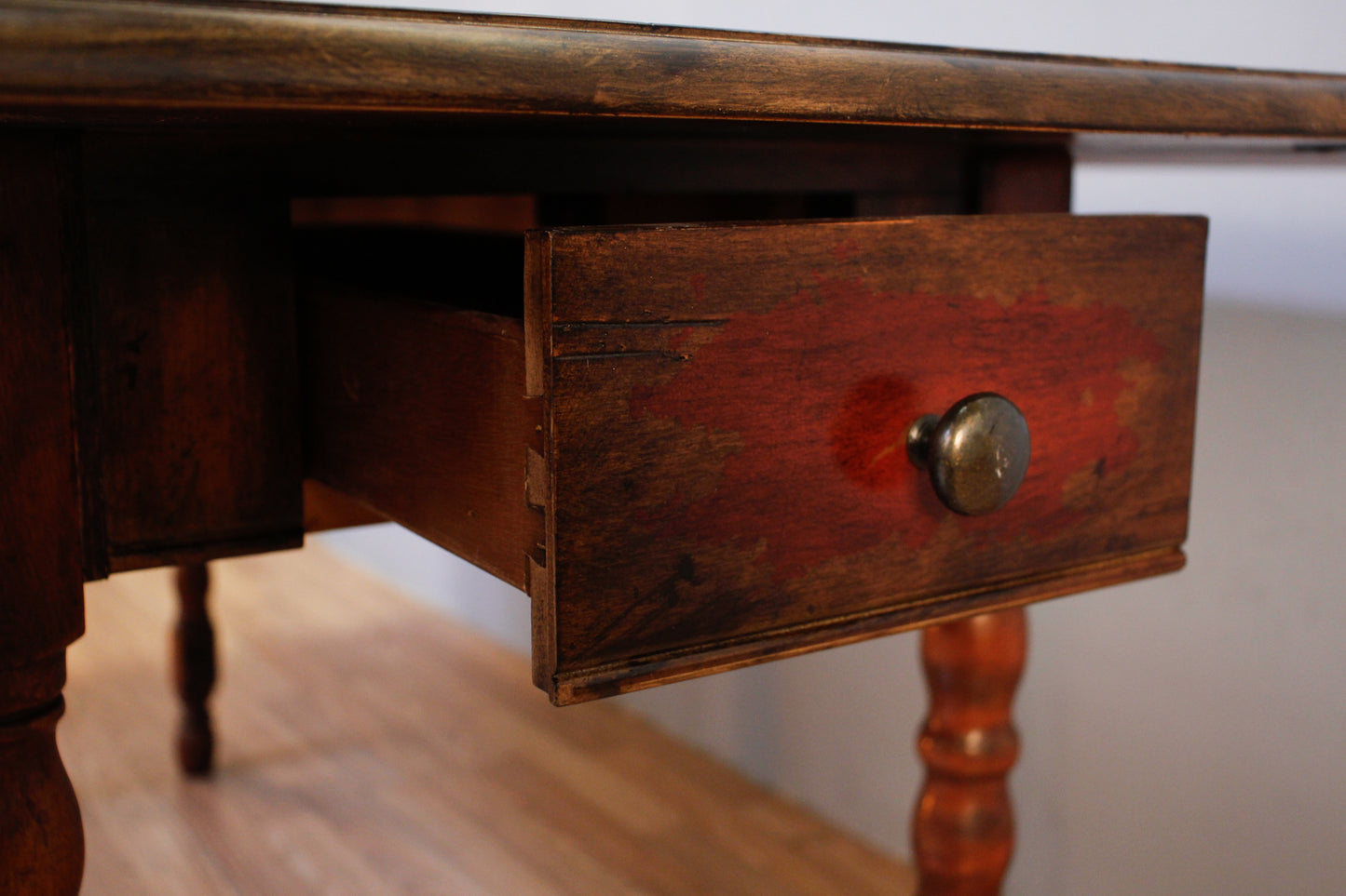 Rustic Crimson Drop-Leaf Dining Table - ONLINE ONLY