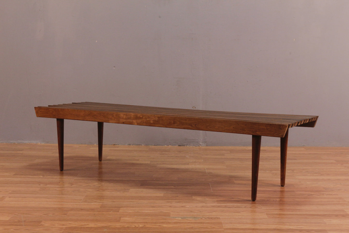 Long Mid Century Walnut Slatted Coffee Table