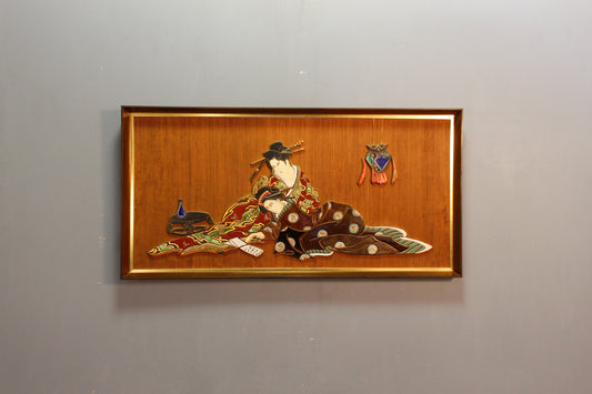 Mid Century Japanese "Okiya" Enamel Painting