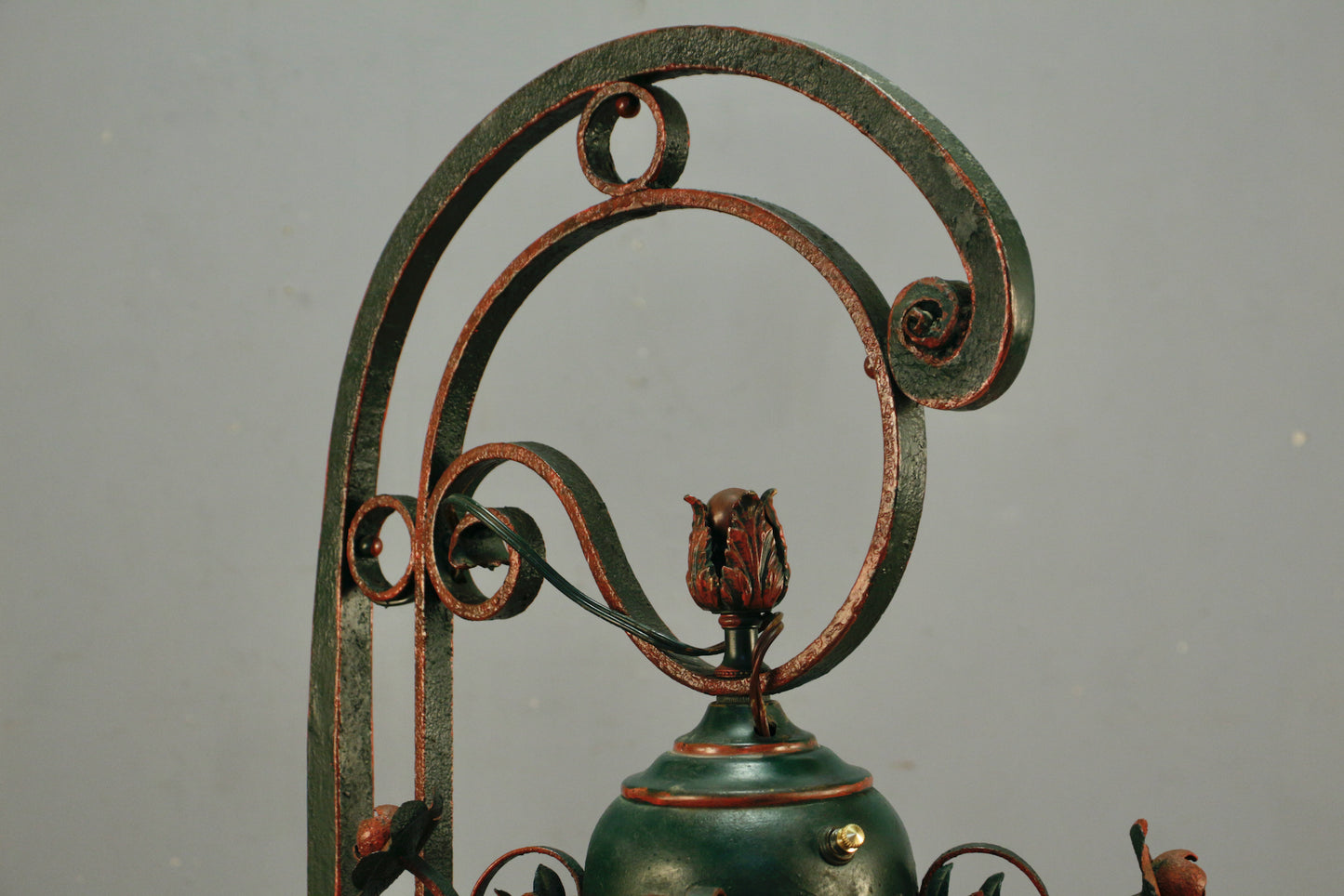 Wrought Iron & Glass Side Table Floor Lamp