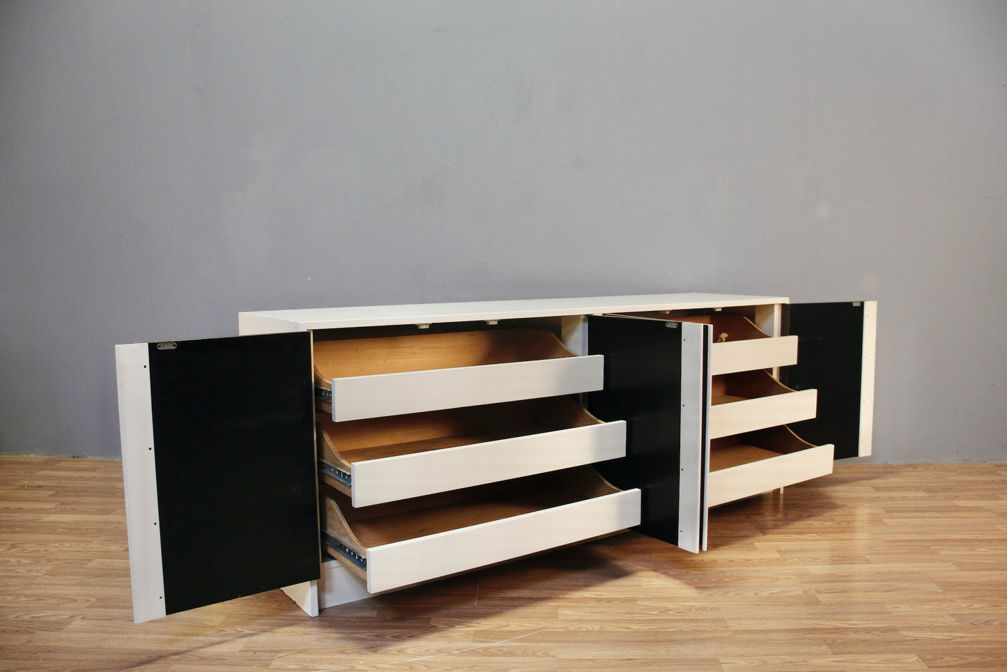 White & Rosewood 6-Drawer Credenza