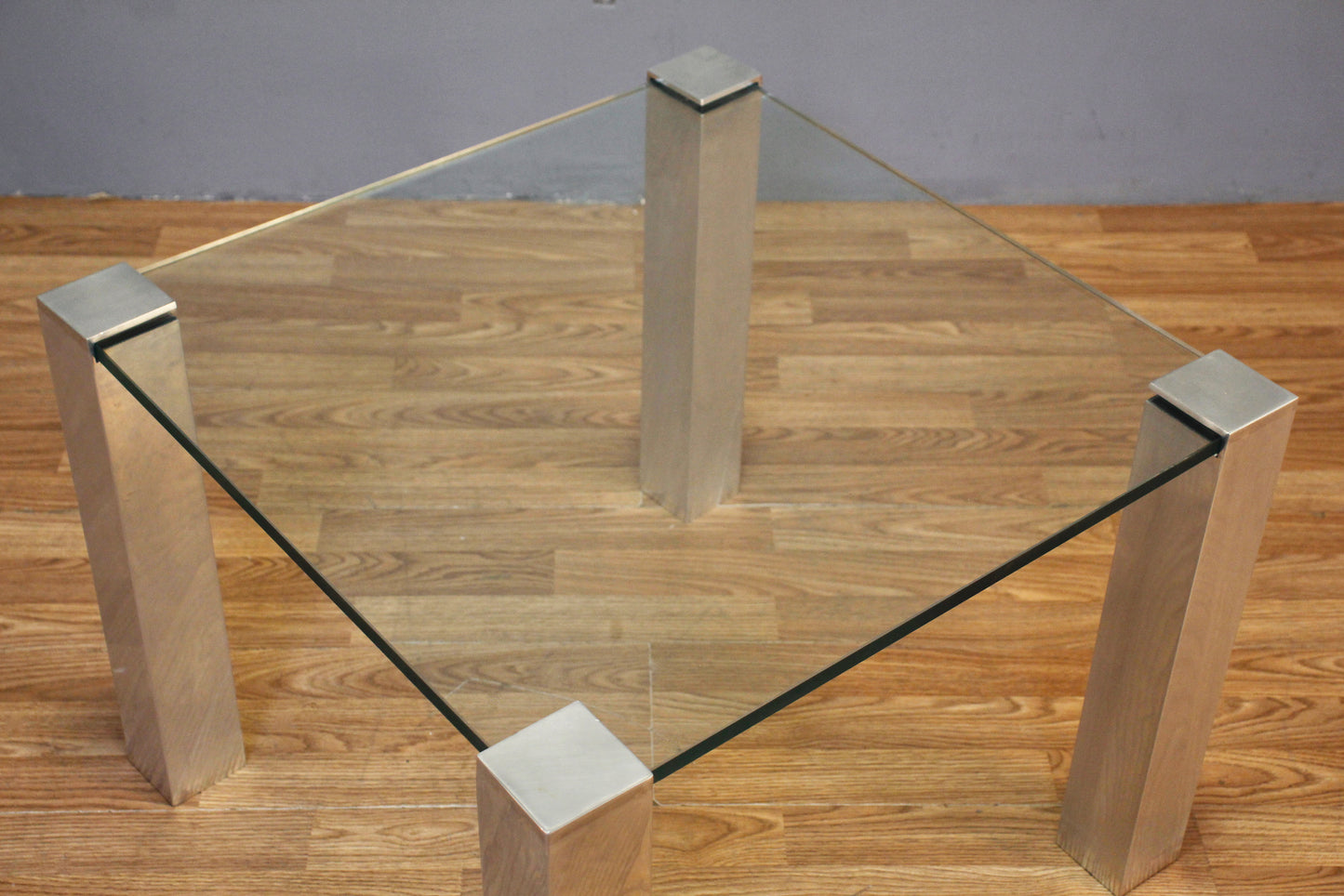 Willy Rizzo Steel & Glass Coffee Table - ONLINE ONLY