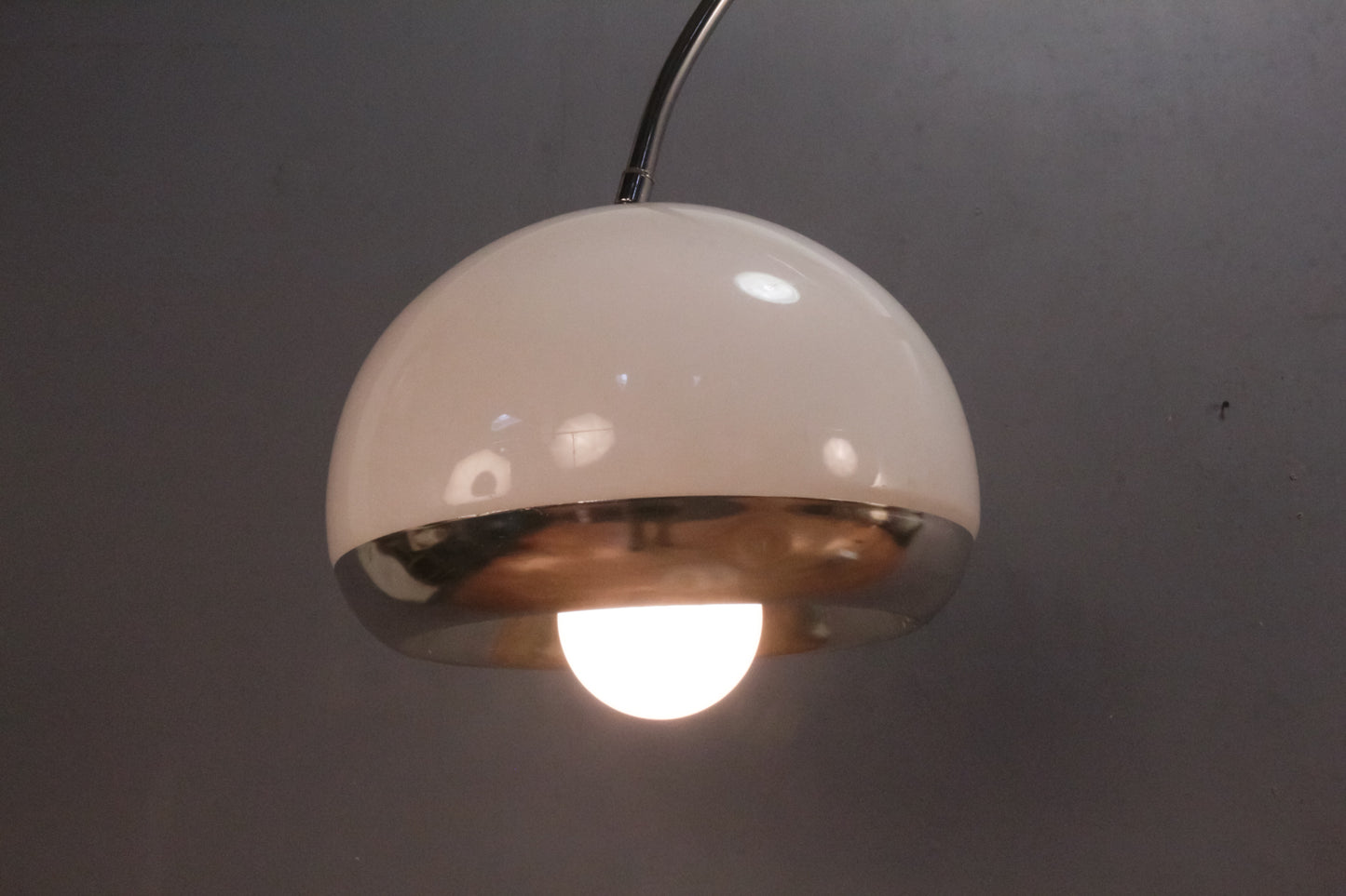 Large Guzzini Chrome & Marble Arc Floor Lamp