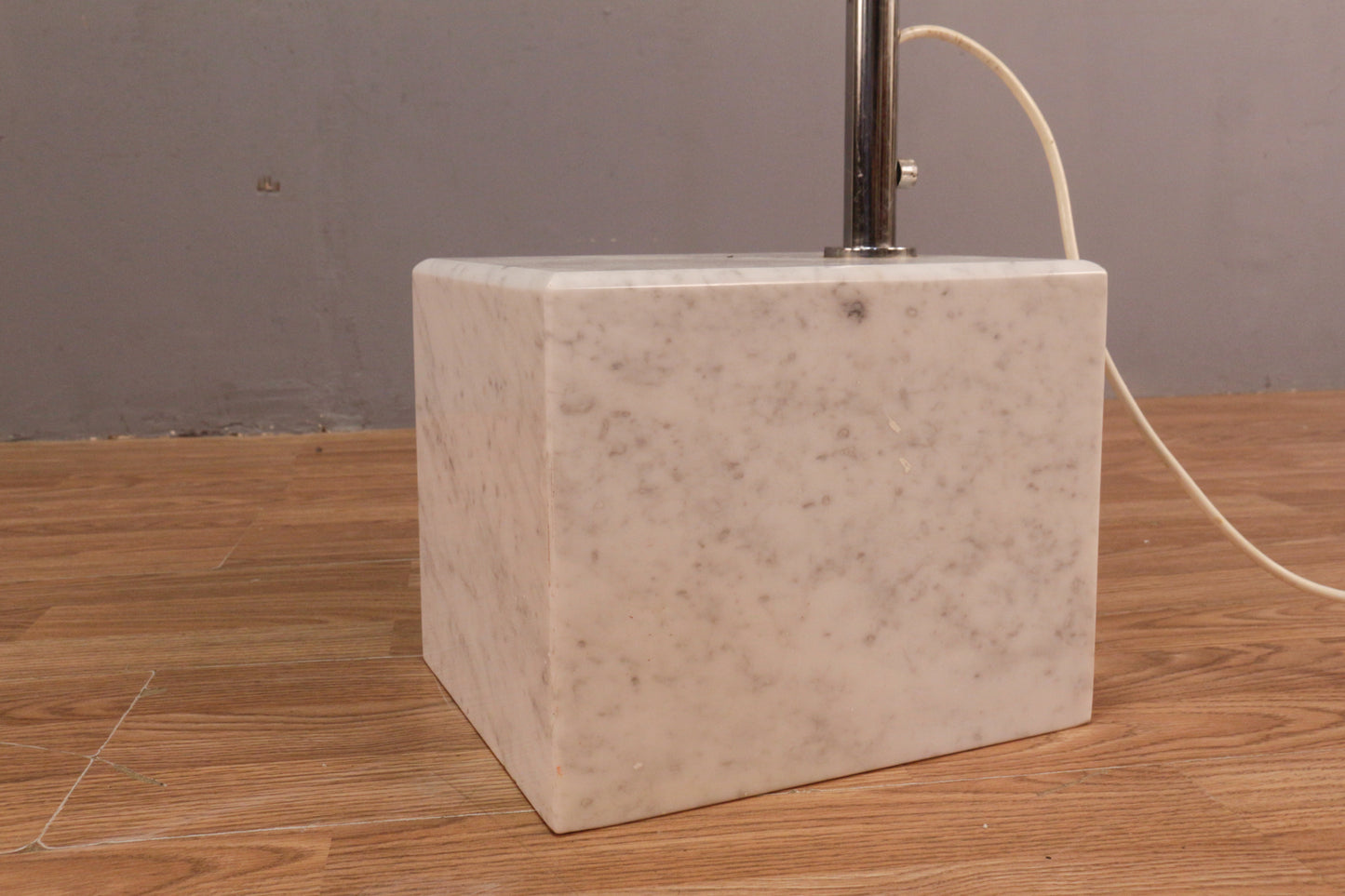 Large Guzzini Chrome & Marble Arc Floor Lamp
