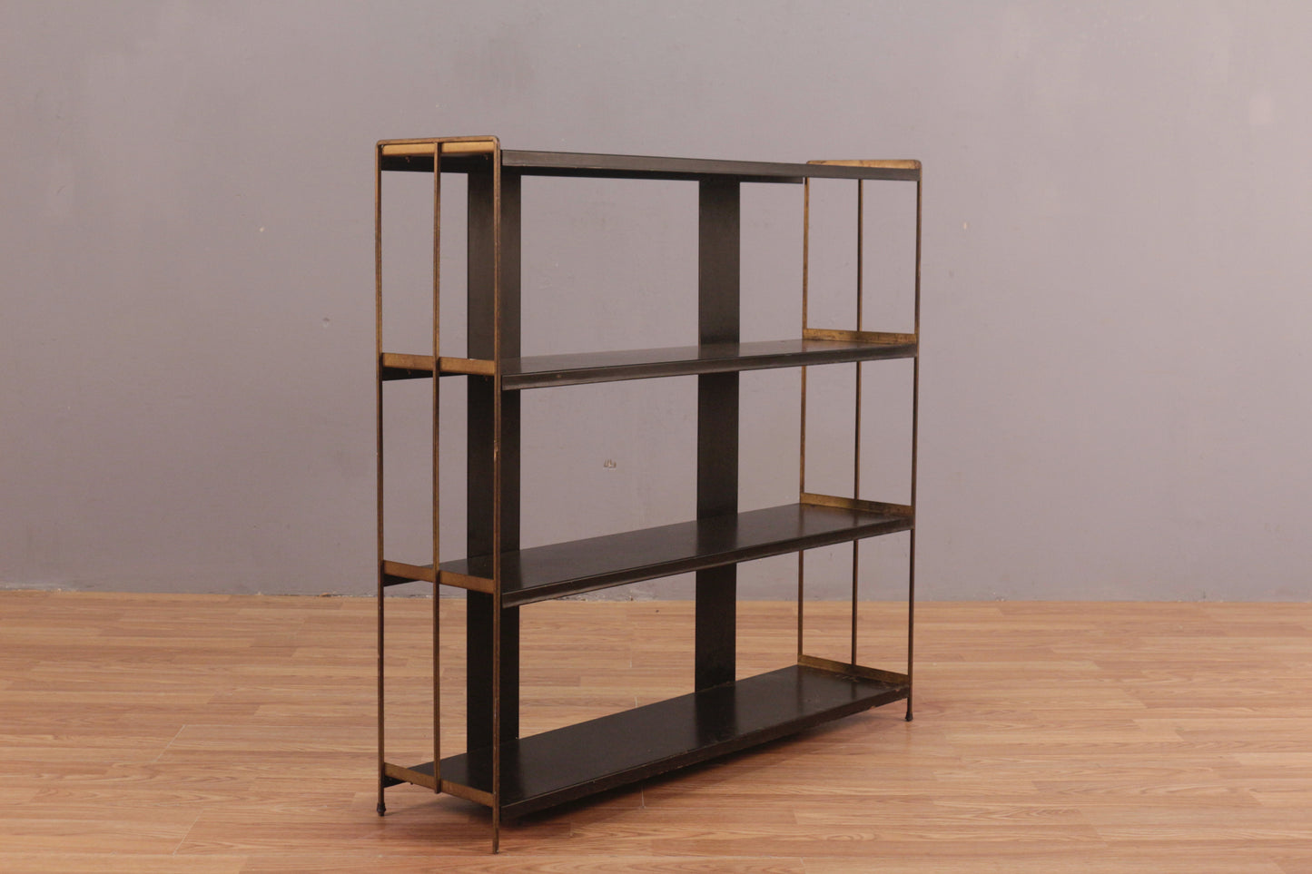 Slim Black & Gold 4-Tier Metal Shelf