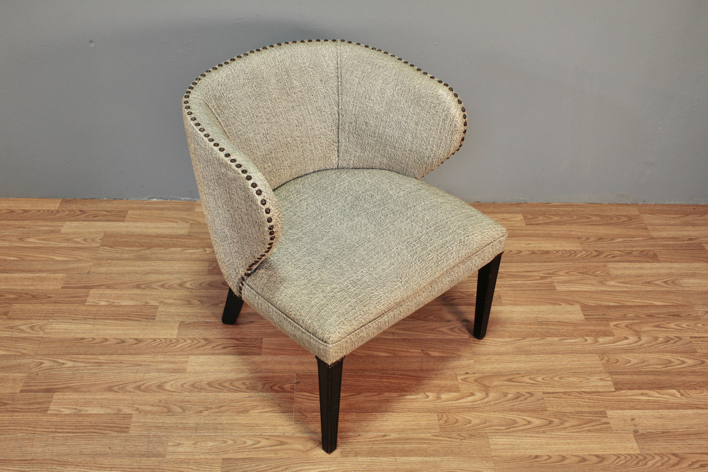 Gray Vinyl Nailhead Accent Chair