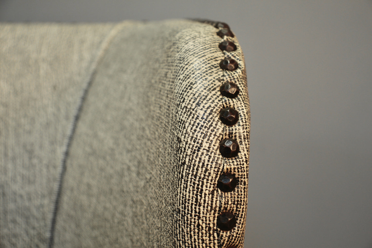 Gray Vinyl Nailhead Accent Chair