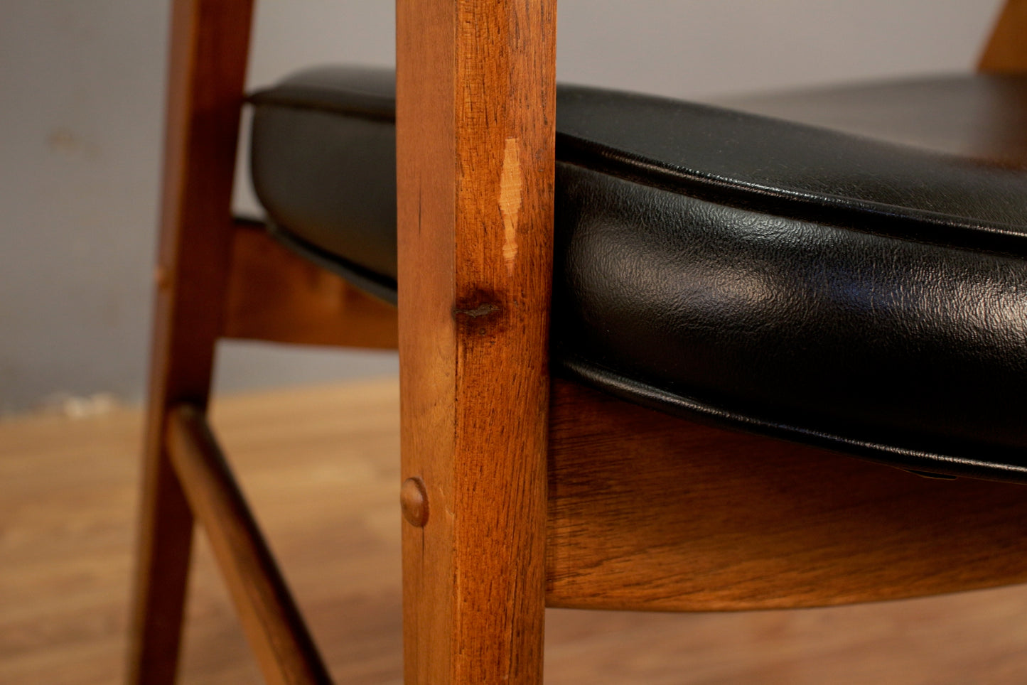 Mid Century Black Vinyl Armchair F