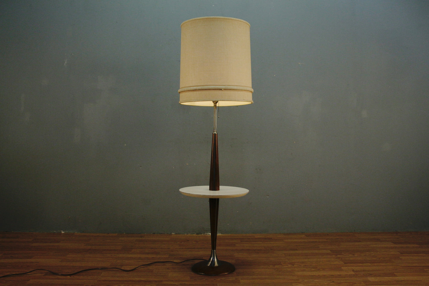 Walnut & White Laminate Side Table Floor Lamp