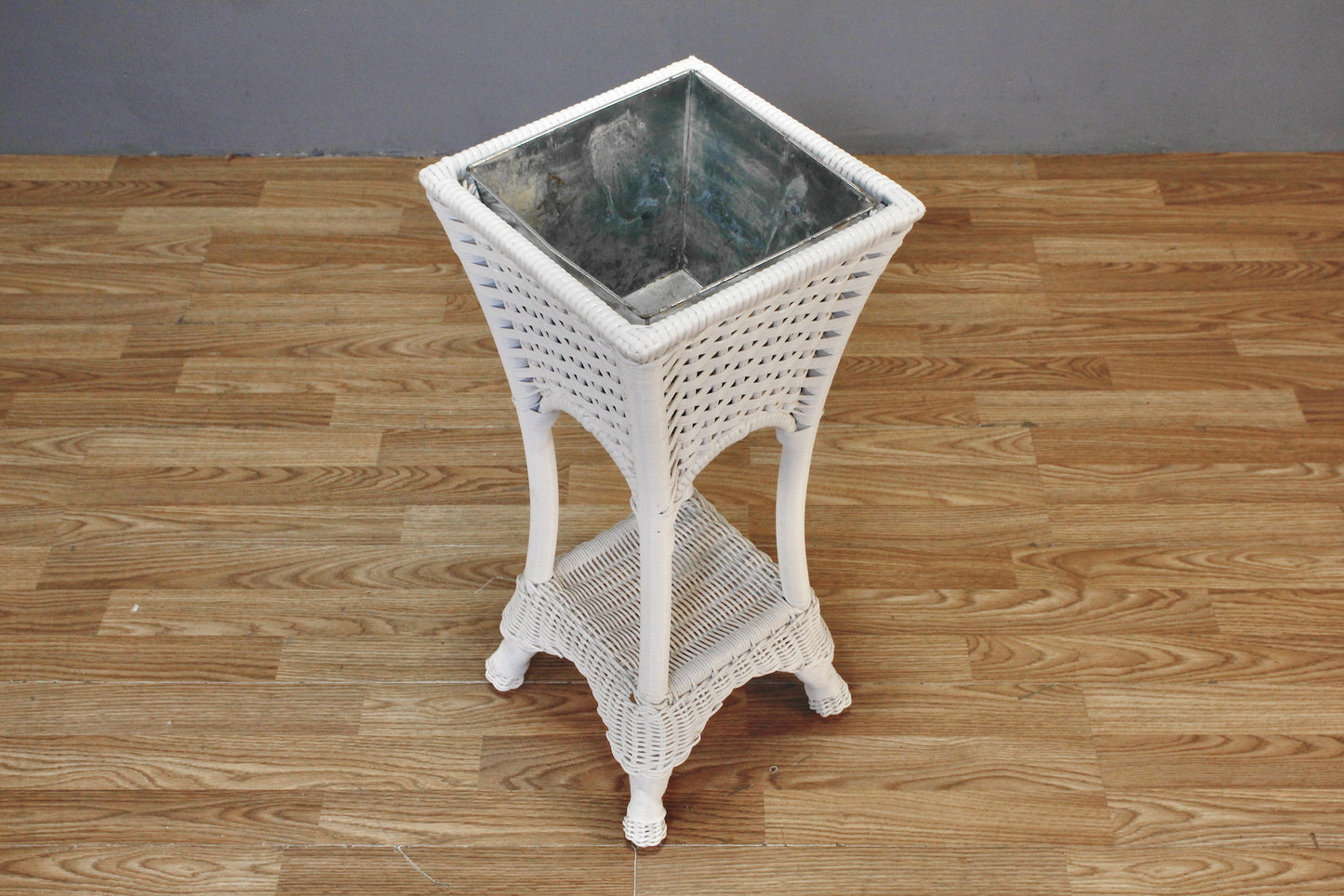 White Woven Rattan Planter