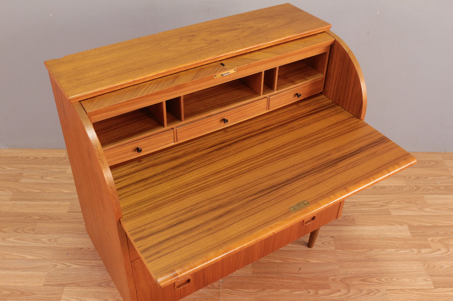 Swedish Teak Roll-Top Desk