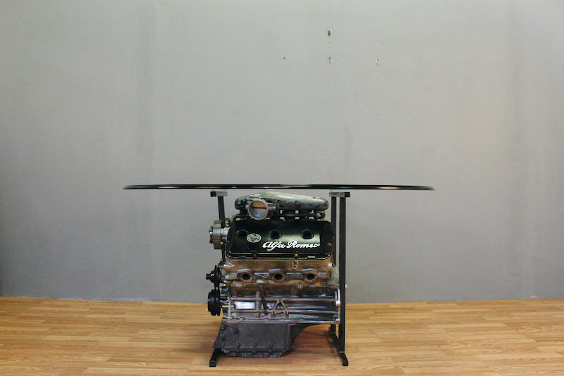 Alfa Romeo Engine & Glass Dining Table - ONLINE ONLY