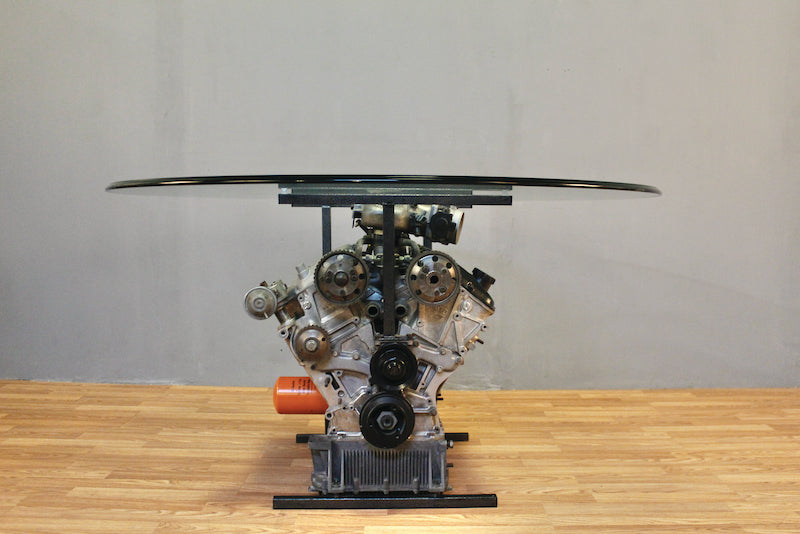Alfa Romeo Engine & Glass Dining Table - ONLINE ONLY