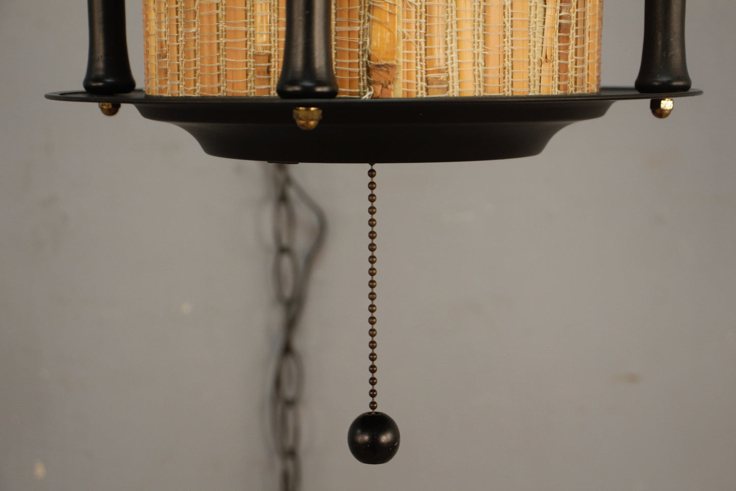 Black & Woven Bamboo Swag Lamp