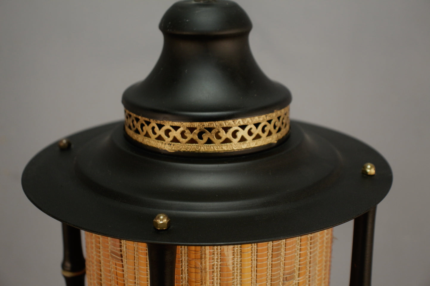 Black & Woven Bamboo Swag Lamp