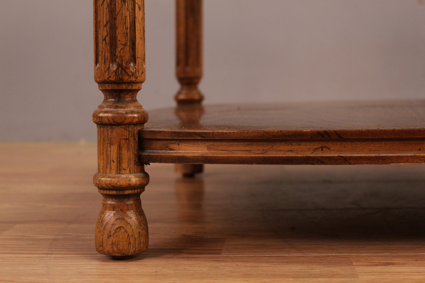 Provincial Burl & Smoked Glass End Table - ONLINE ONLY