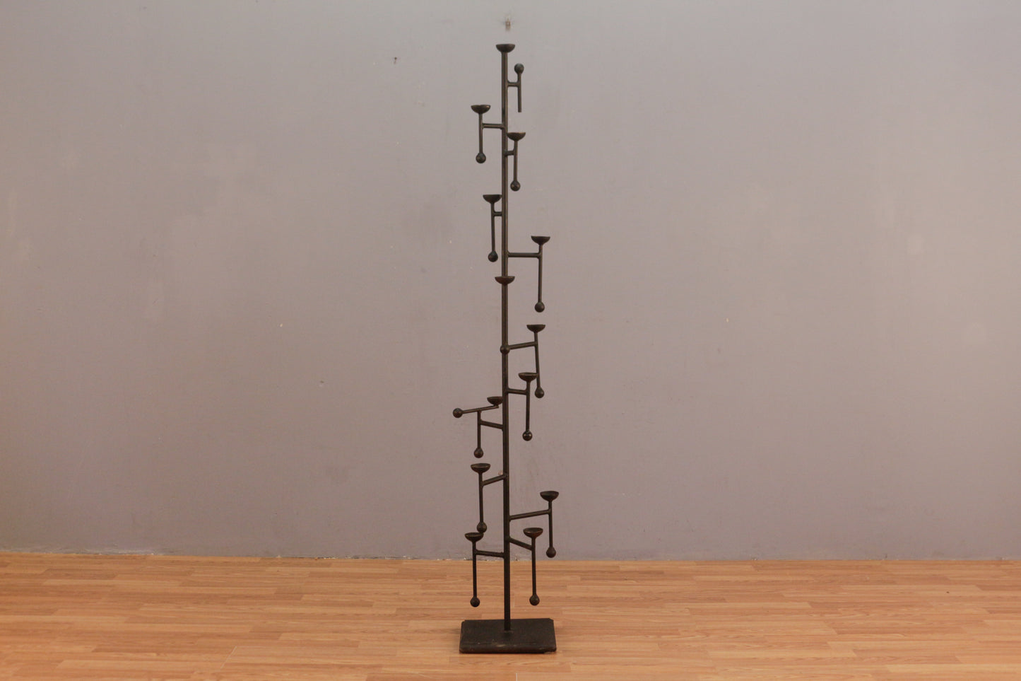 Tall Mid Century Brutalist Iron Candelabra
