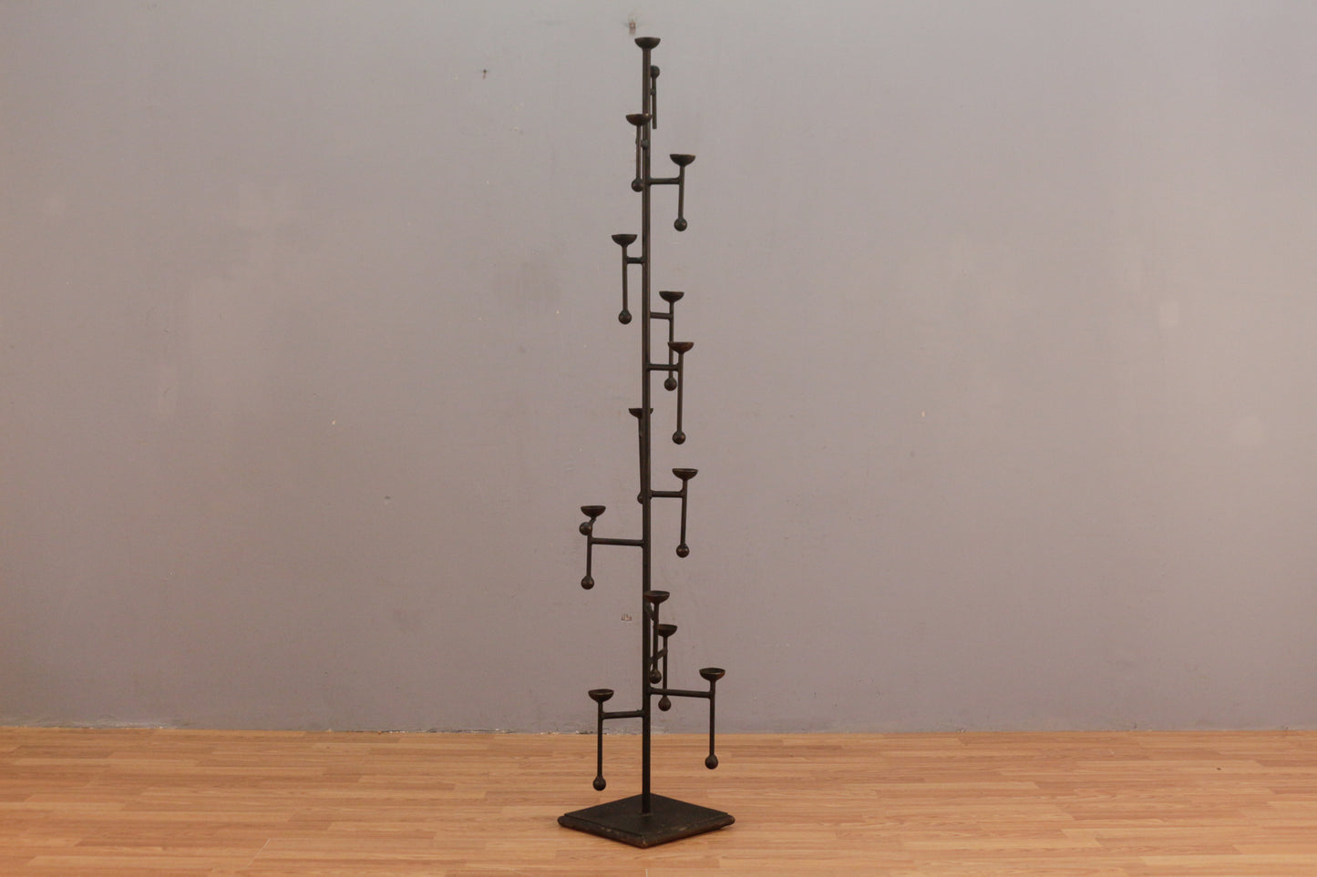 Tall Mid Century Brutalist Iron Candelabra
