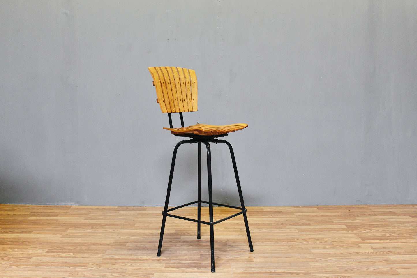 Mid Century Umanoff-Style Slatted Bar Stool
