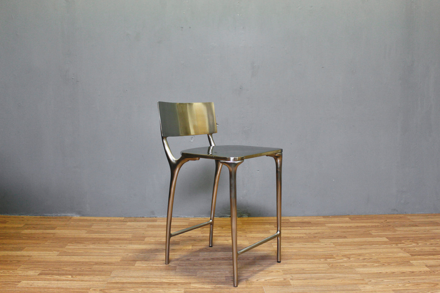 CB2 Oro Polished Silver Counter Stool
