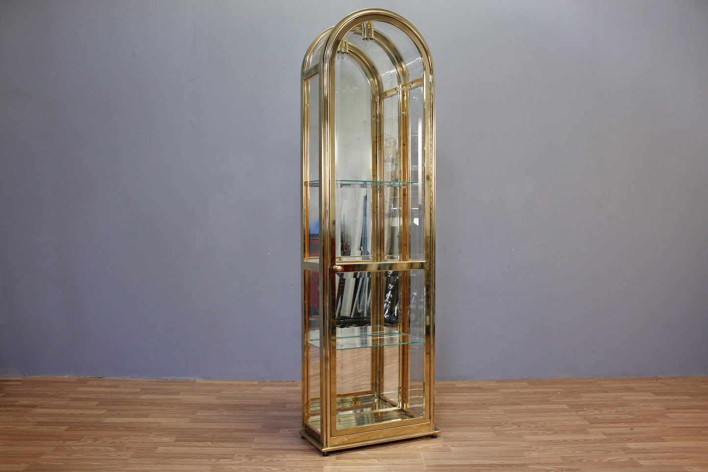 1980s Slim Mirrored Glass Vitrine