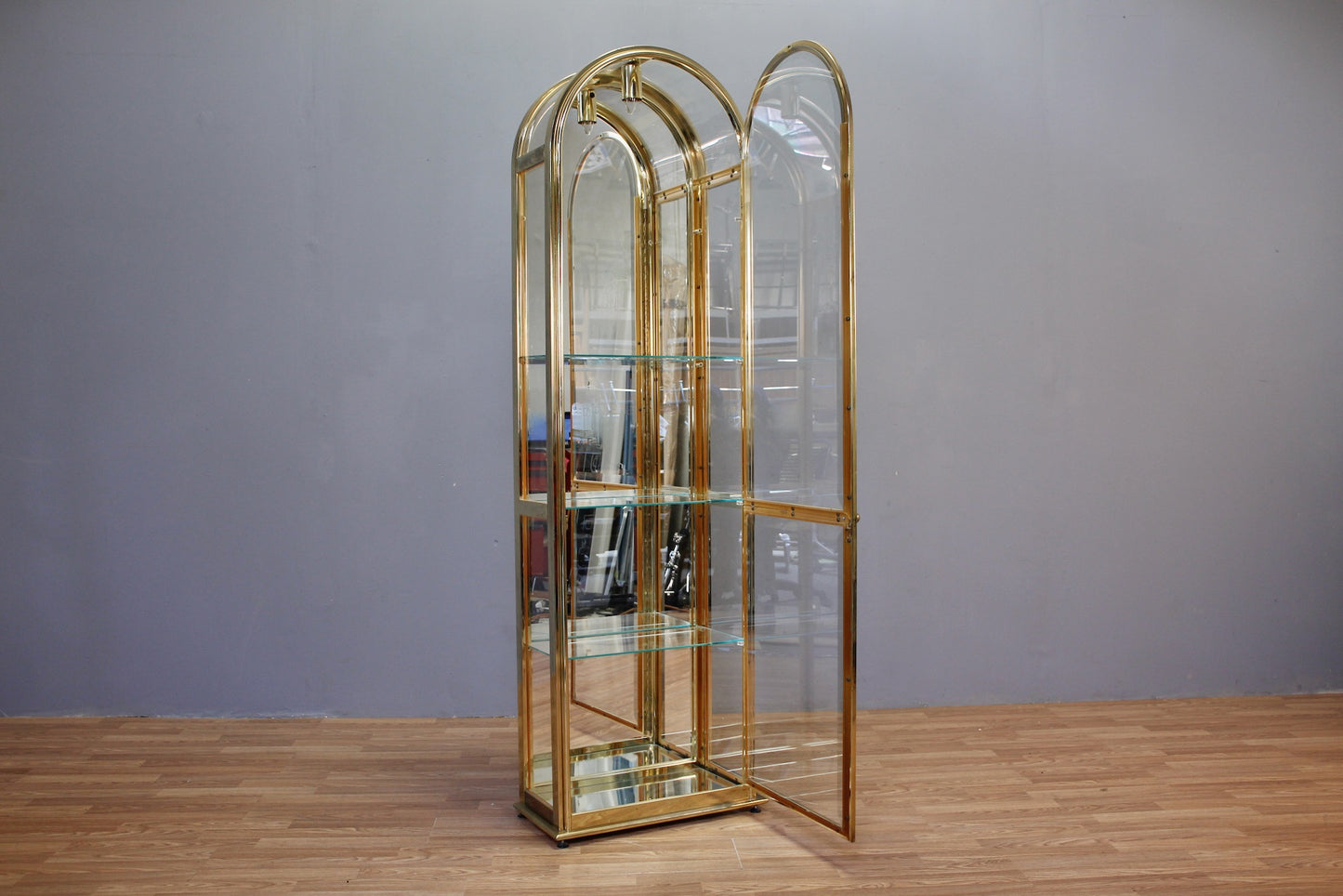 1980s Slim Mirrored Glass Vitrine