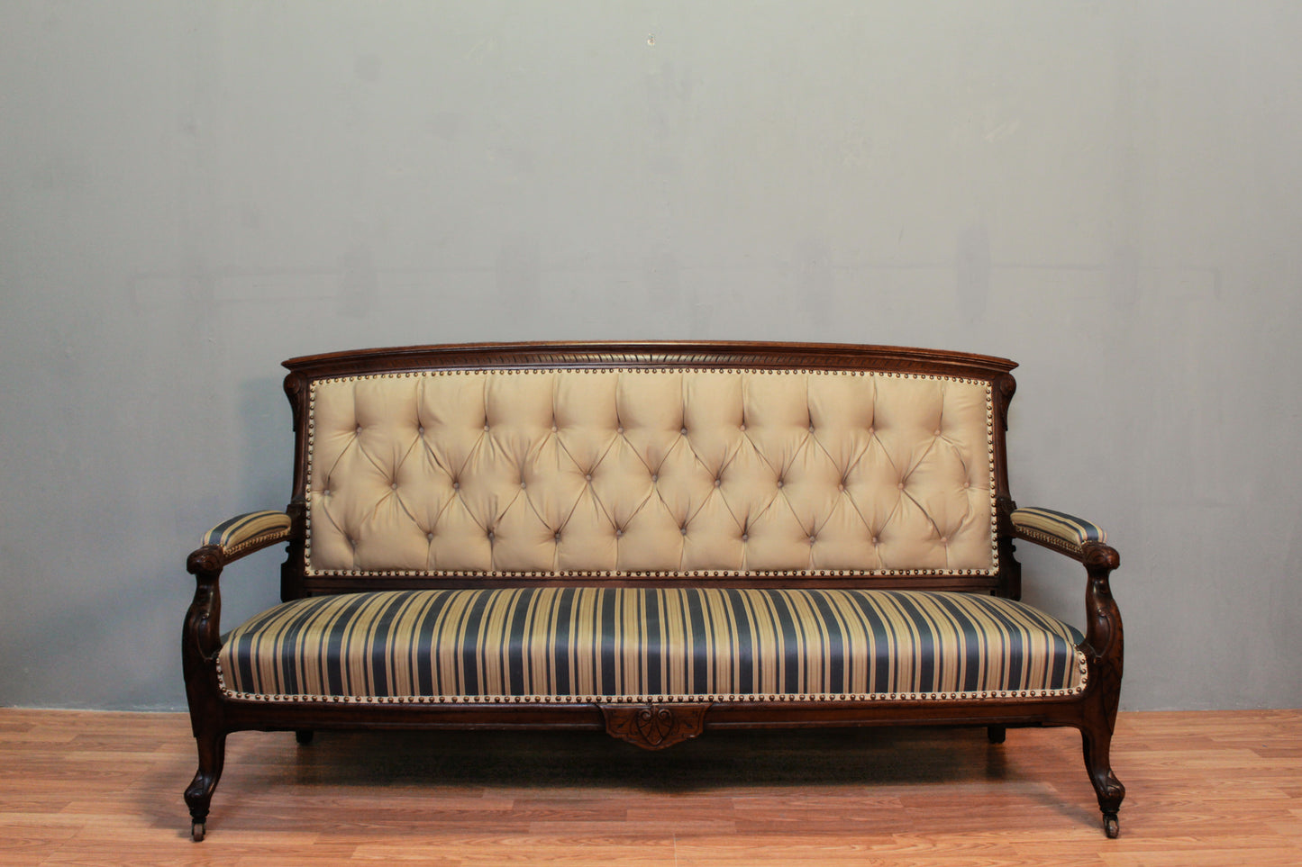 Victorian Blueberry & Cream Striped Sofa - ONLINE ONLY