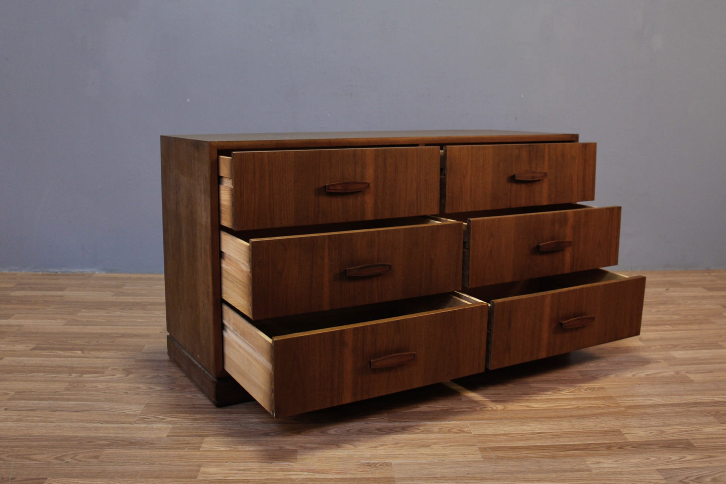Compact Walnut & Laminate 6-Drawer Dresser