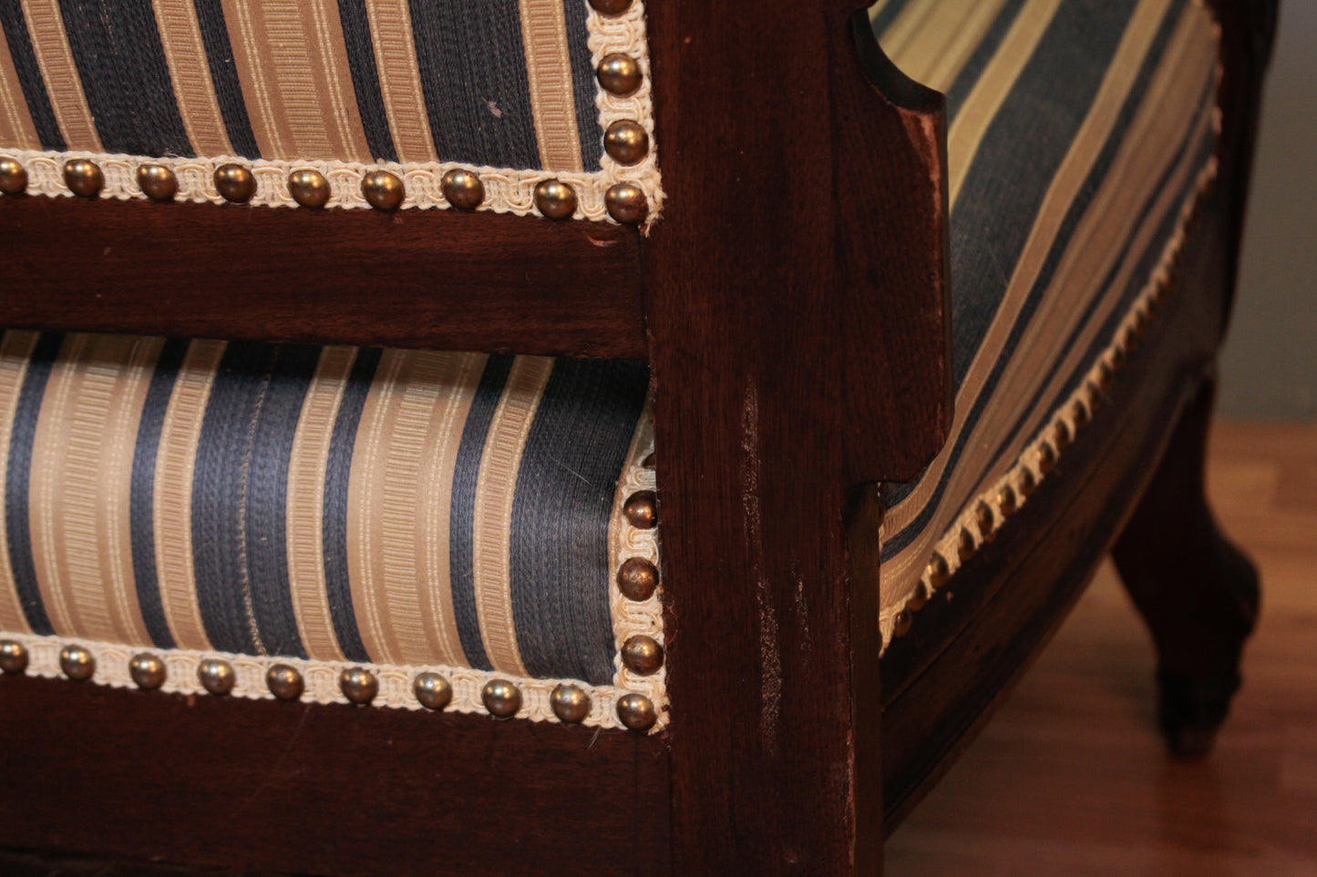 Victorian Blueberry & Cream Striped Sofa - ONLINE ONLY