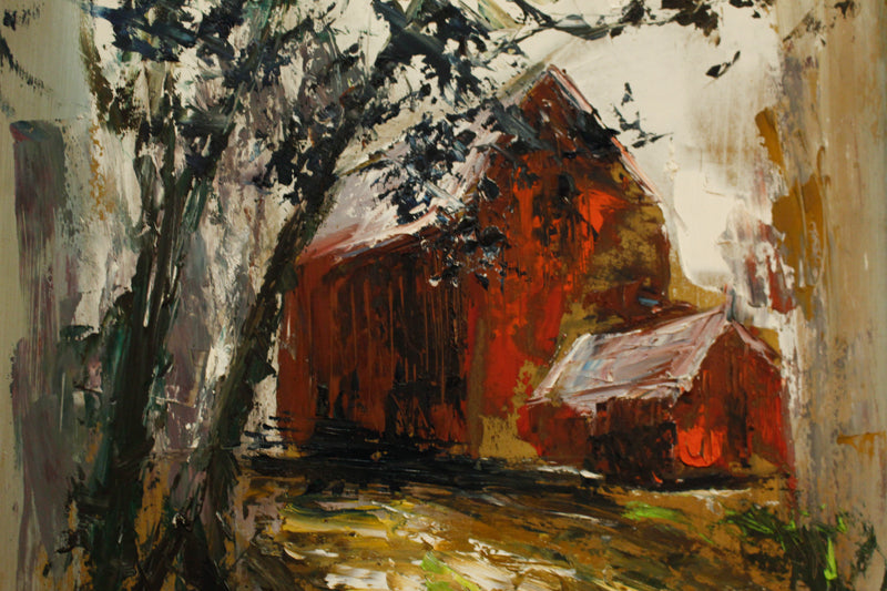Mid Century "Old Red Barn" Painting