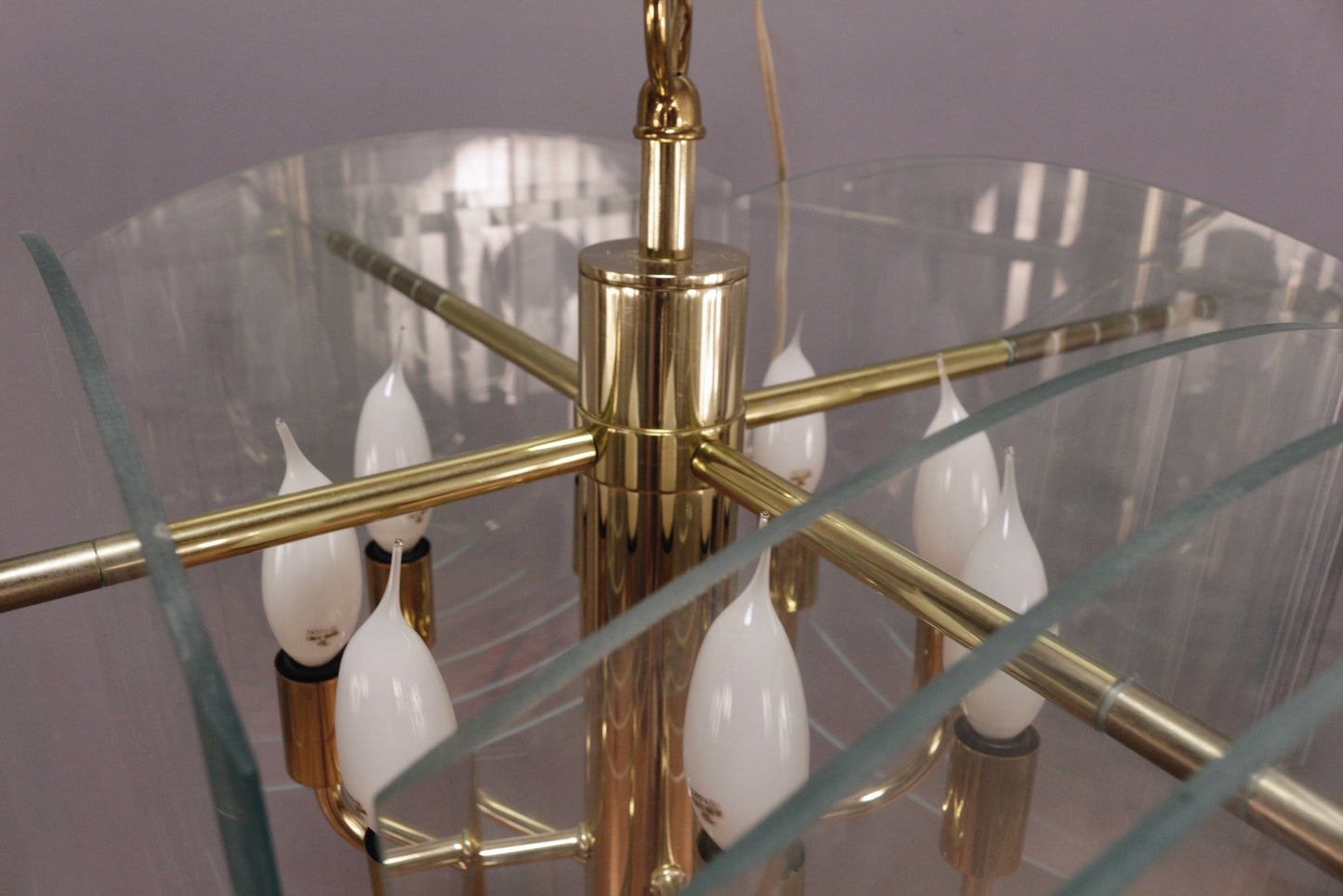Deco Graduated Glass & Brass Chandelier - ONLINE ONLY